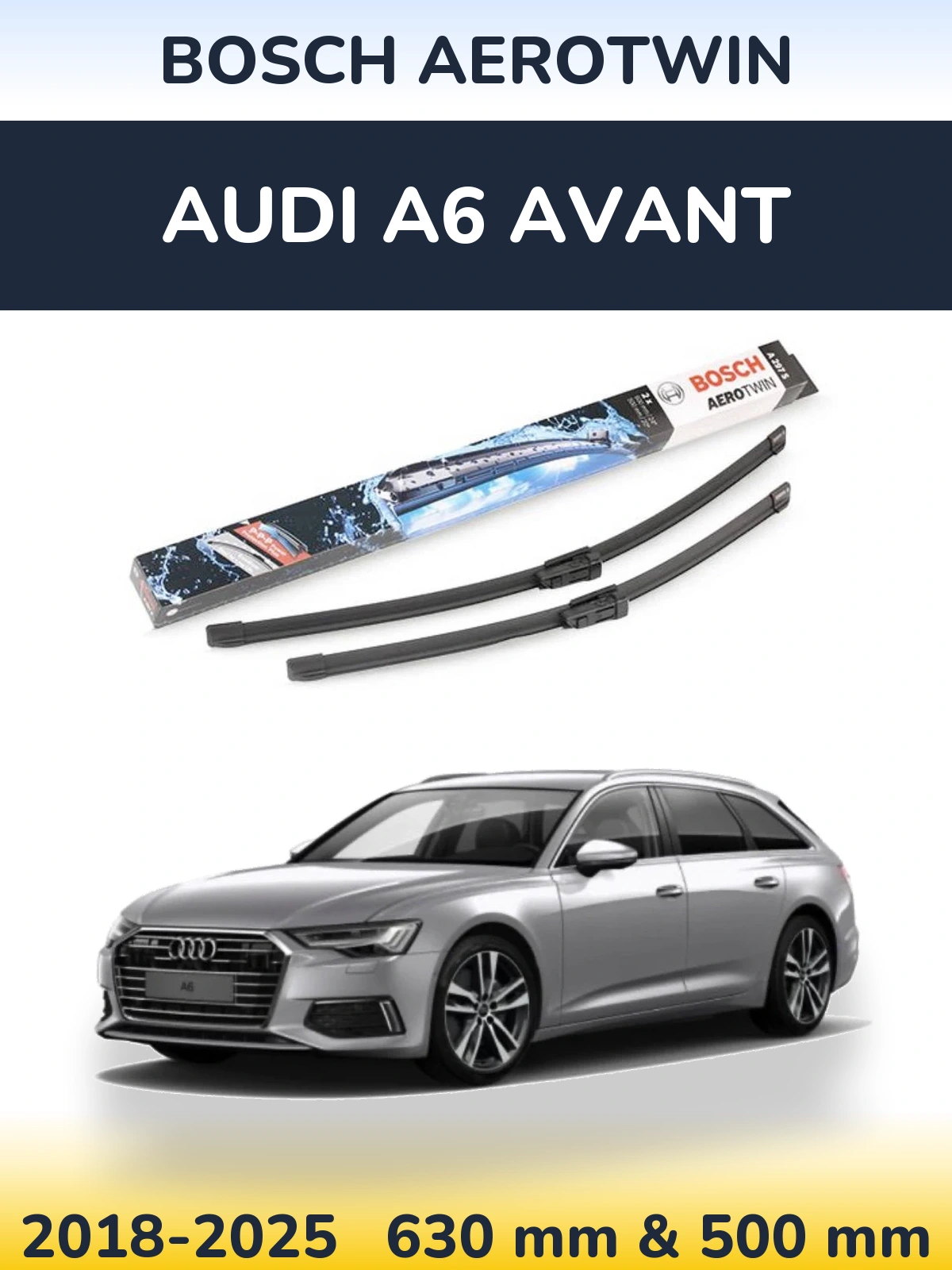 Komplet przednich wycieraczek BOSCH AeroTwin 600 & 500 mm do Audi A6 Avant 2018-2025