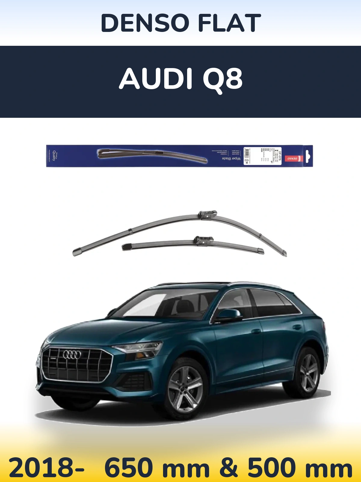 Комплект передніх щіток Denso Flat 630 & 500 мм для Audi Q8 2018-2026