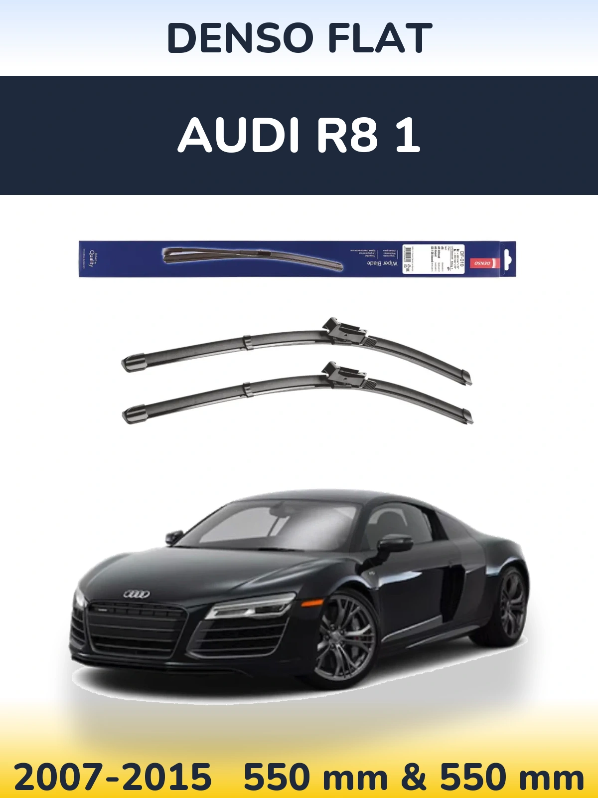 Front wiper blade set Denso Flat 550 & 550 mm for Audi R8 1 2007-2015