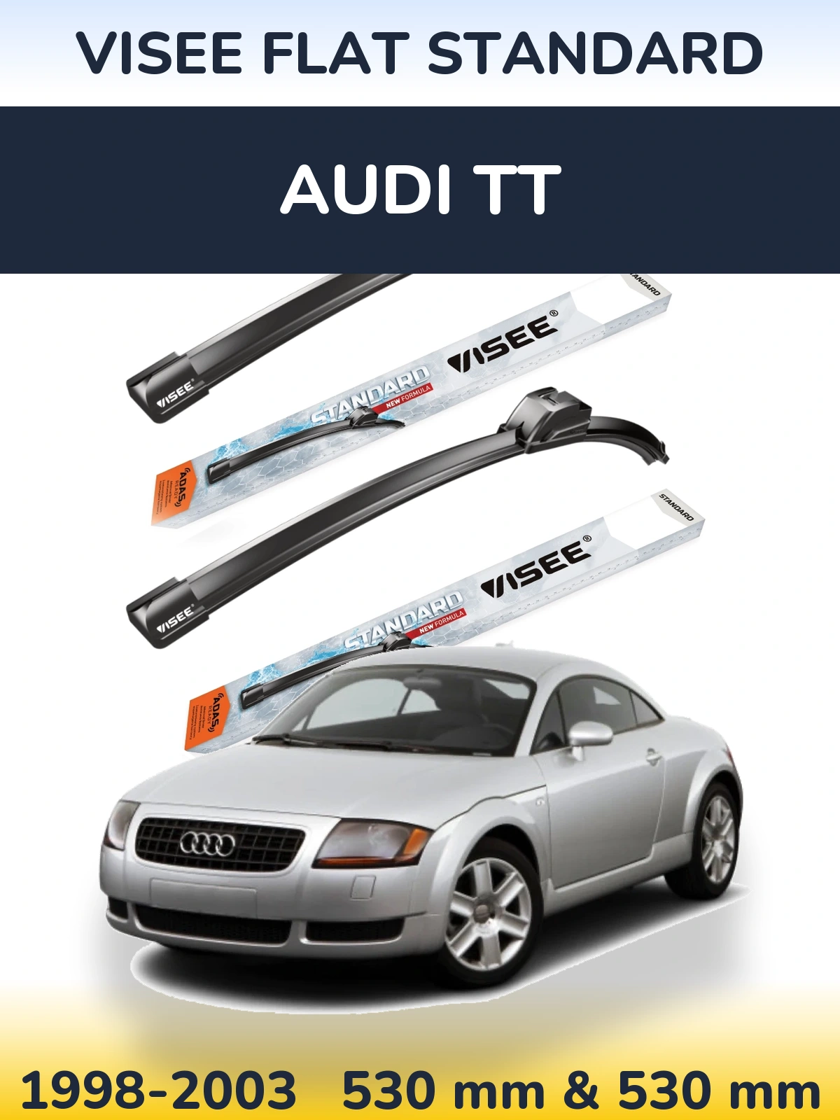Комплект передних дворников VISEE FLAT STANDARD 530 & 530 мм для Audi TT 1998-2003