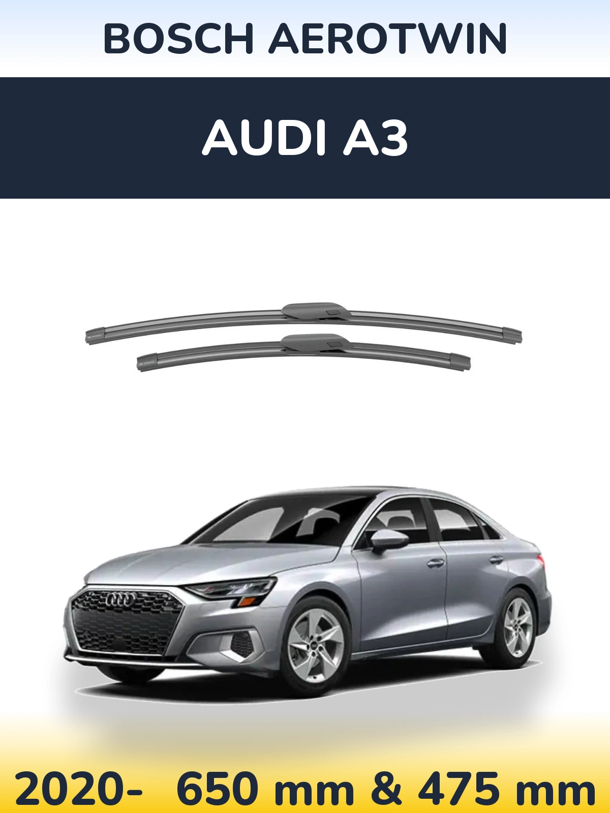 Комплект передних дворников BOSCH AeroTwin 650 & 475 мм для Audi A3 2020-2026