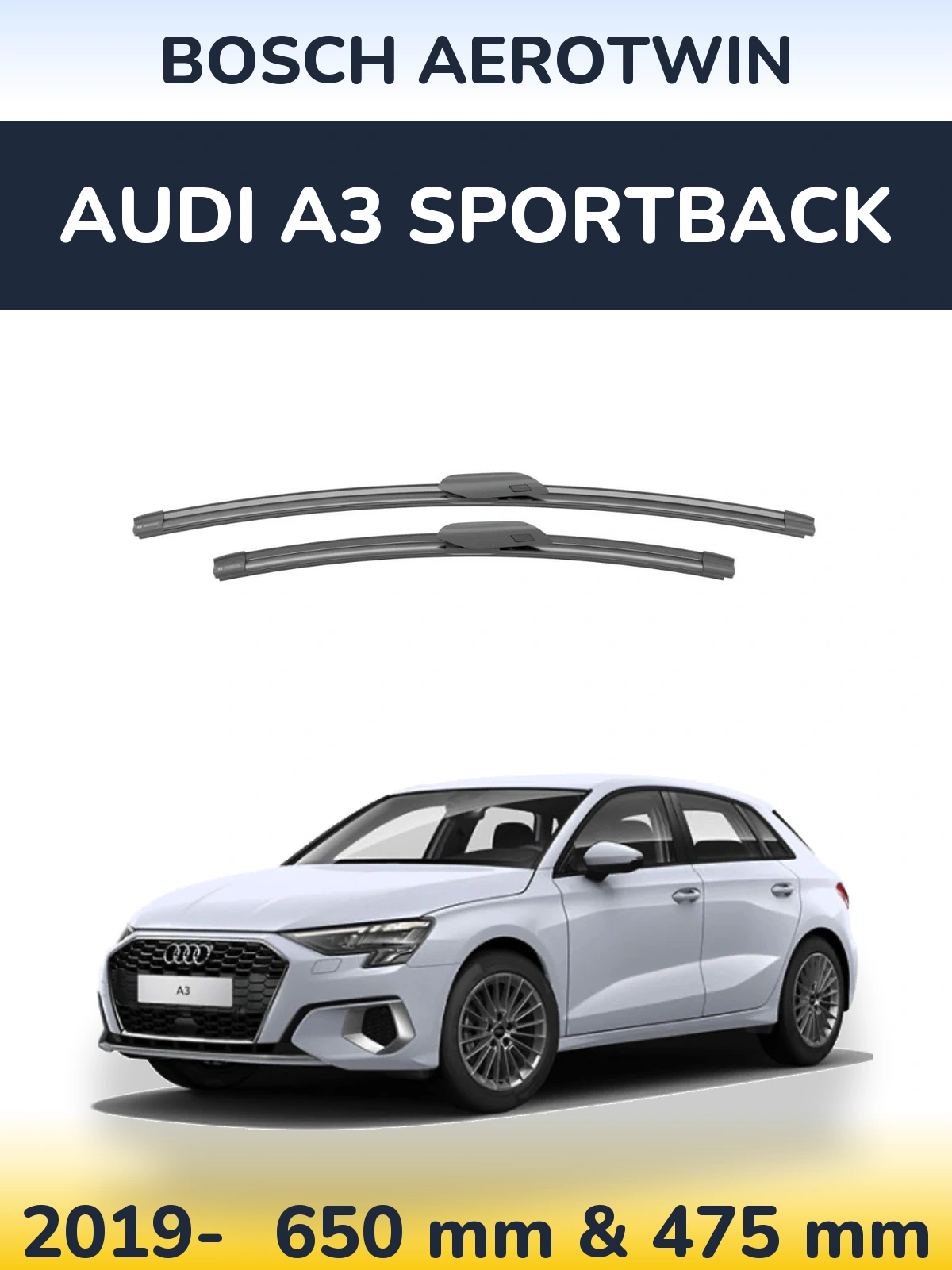 Komplet przednich wycieraczek BOSCH AeroTwin 650 & 475 mm do Audi A3 Sportback 2019-2026