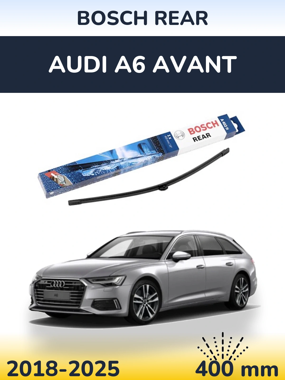 Задний дворник BOSCH Rear 400 мм для Audi A6 Avant 2018-2025
