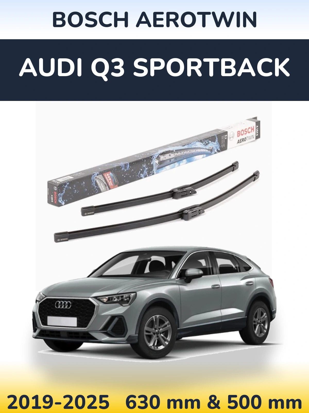 Komplet przednich wycieraczek BOSCH AeroTwin 630 & 500 mm do Audi Q3 Sportback 2019-2025