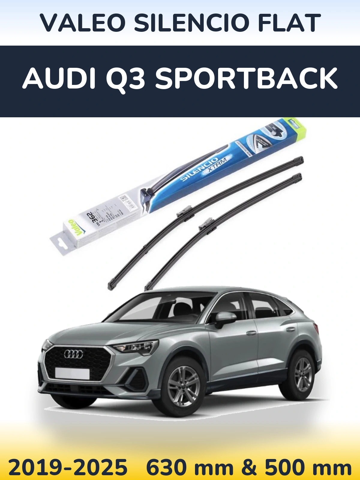 Front wiper blade set Valeo Silencio Flat 600 & 500 mm for Audi Q3 Sportback 2019-2025