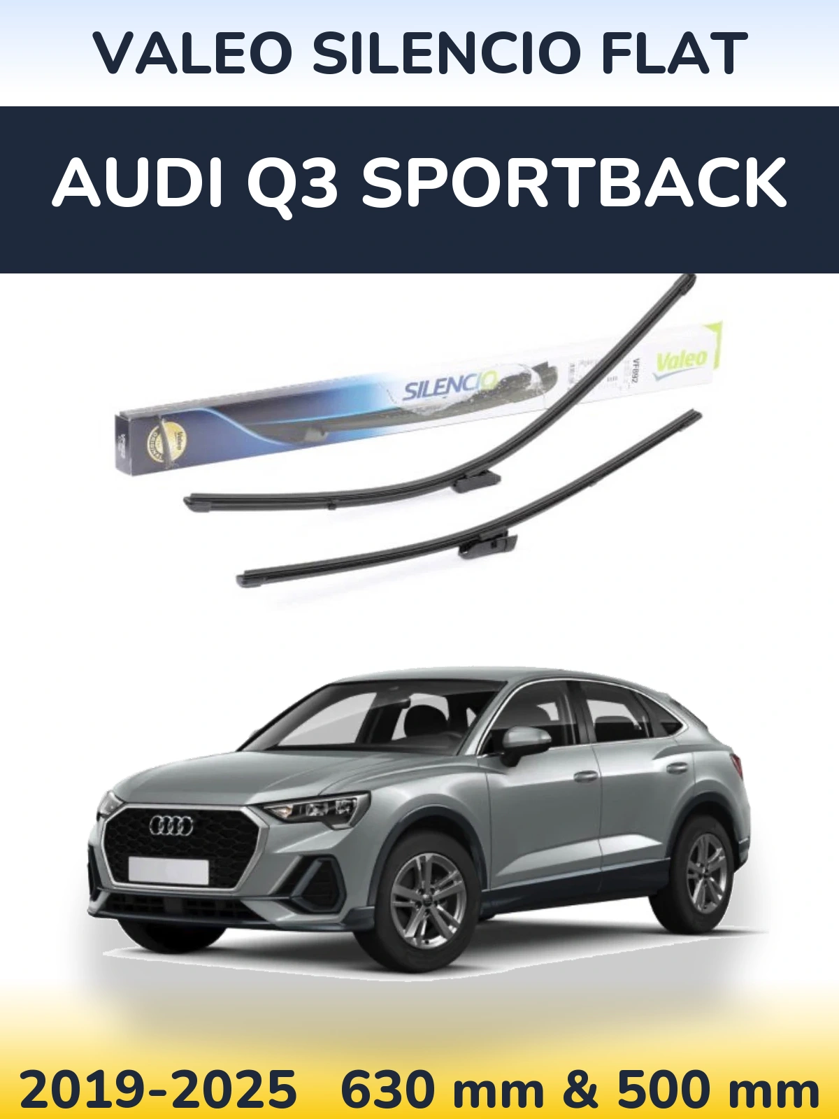 Komplet przednich wycieraczek Valeo Silencio Flat 630 & 500 mm do Audi Q3 Sportback 2019-2025