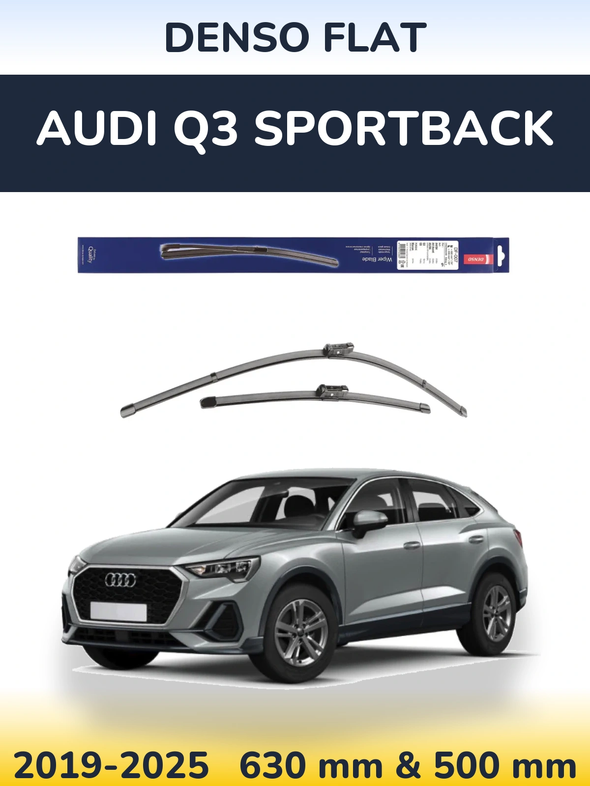 Front wiper blade set Denso Flat 600 & 500 mm for Audi Q3 Sportback 2019-2025