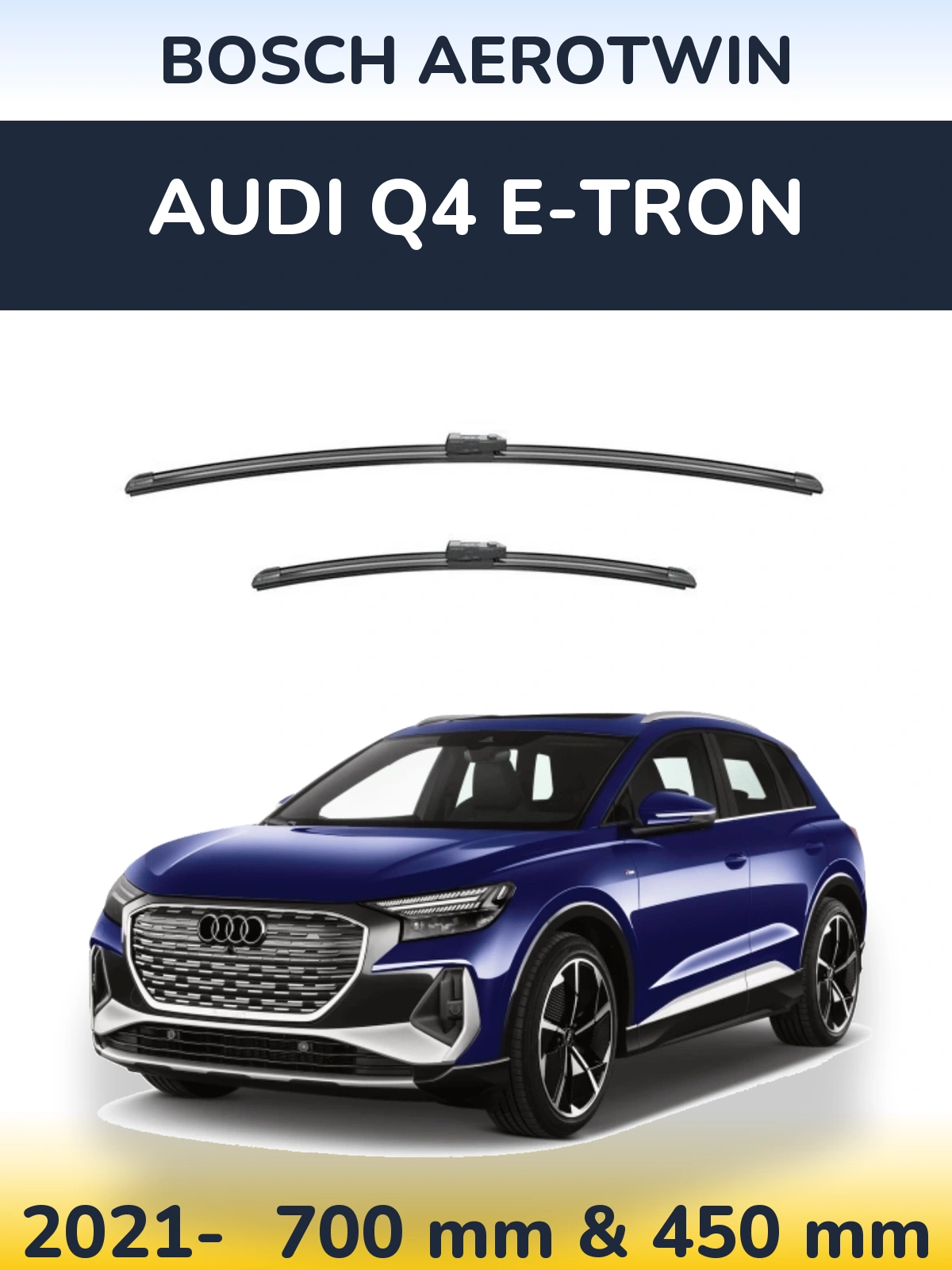 Комплект передних дворников BOSCH AeroTwin 700 & 450 мм для Audi Q4 e-tron 2021-2026