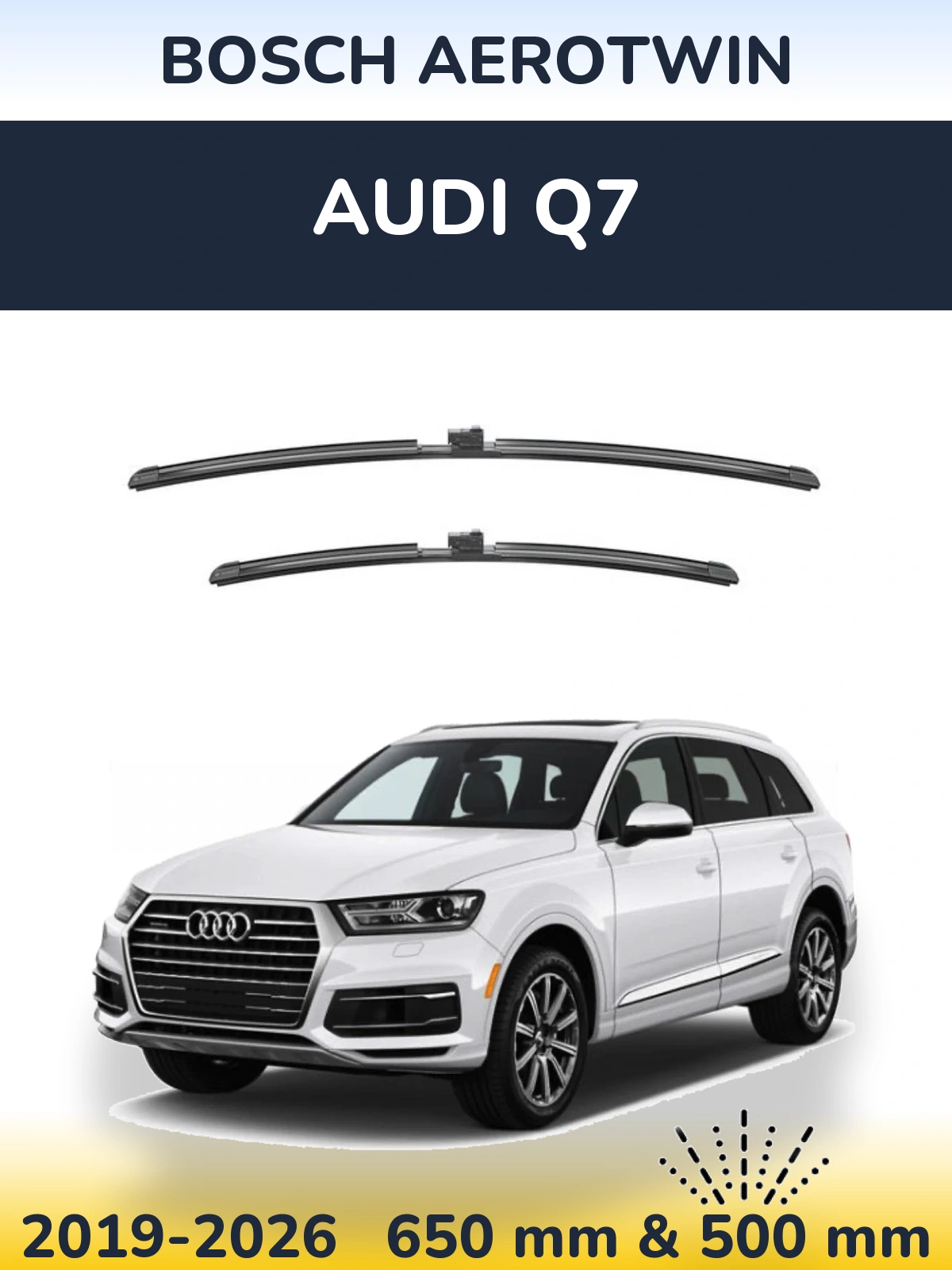 Front wiper blade set BOSCH AeroTwin 650 & 500 mm for Audi Q7 2019-2026