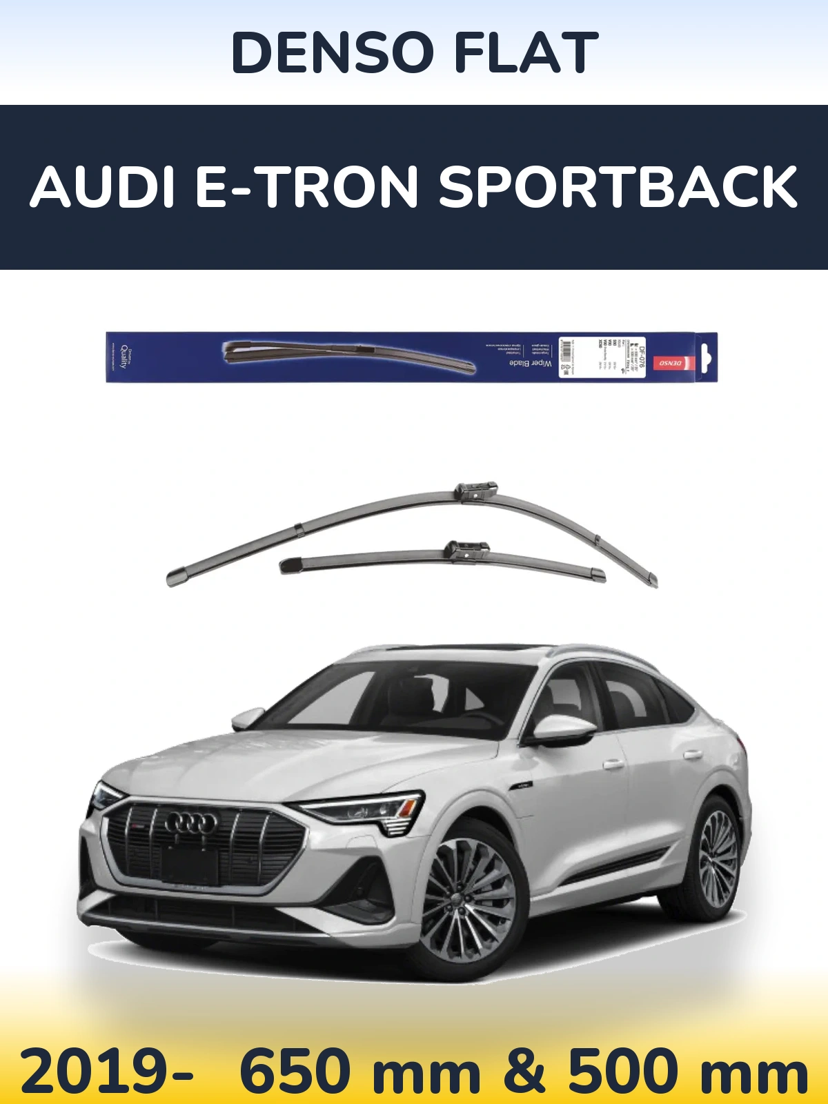 Komplet przednich wycieraczek Denso Flat 630 & 500 mm do Audi e-tron Sportback 2019-2026