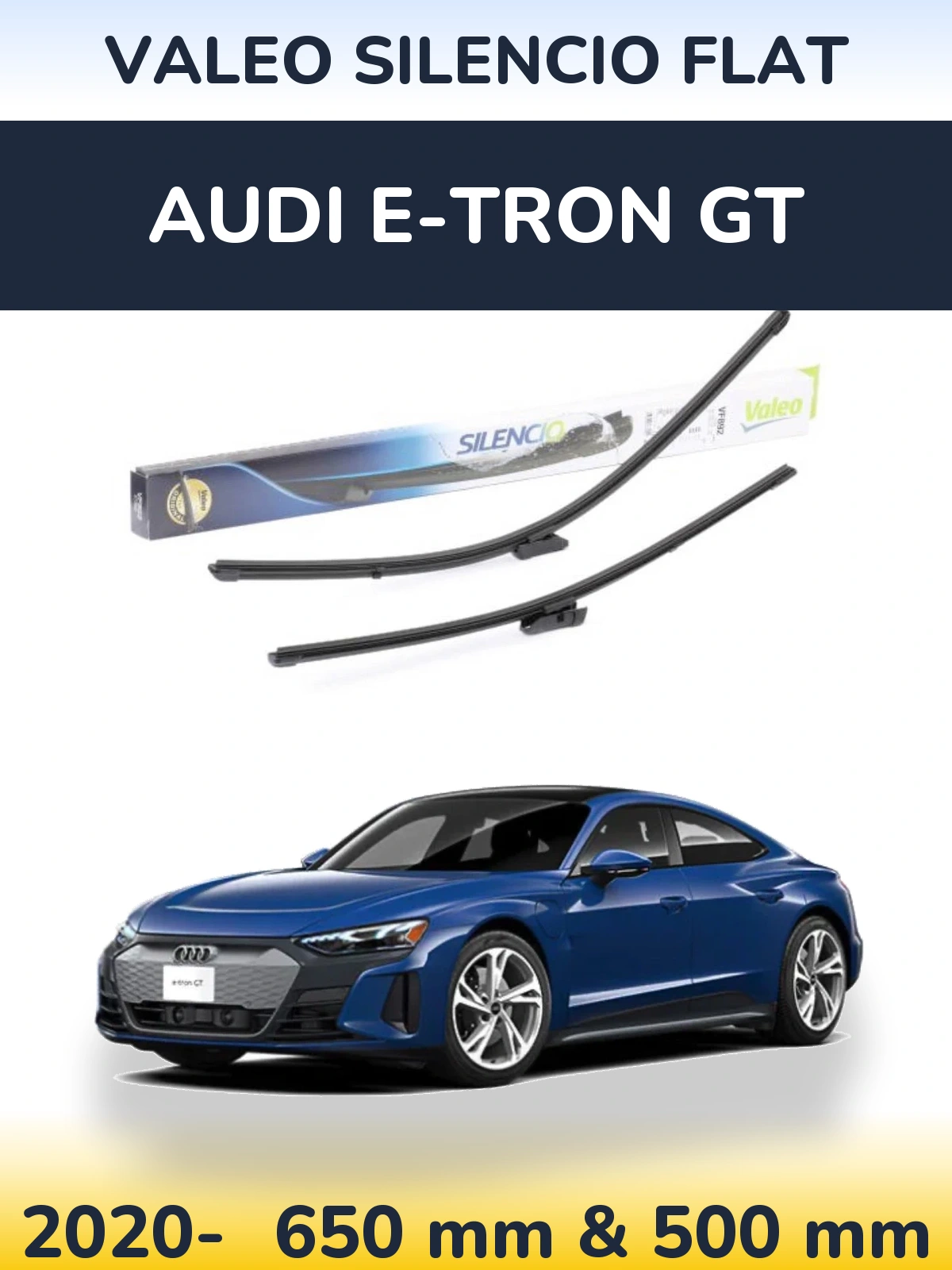 Komplet przednich wycieraczek Valeo Silencio Flat 630 & 500 mm do Audi e-tron GT 2020-2026