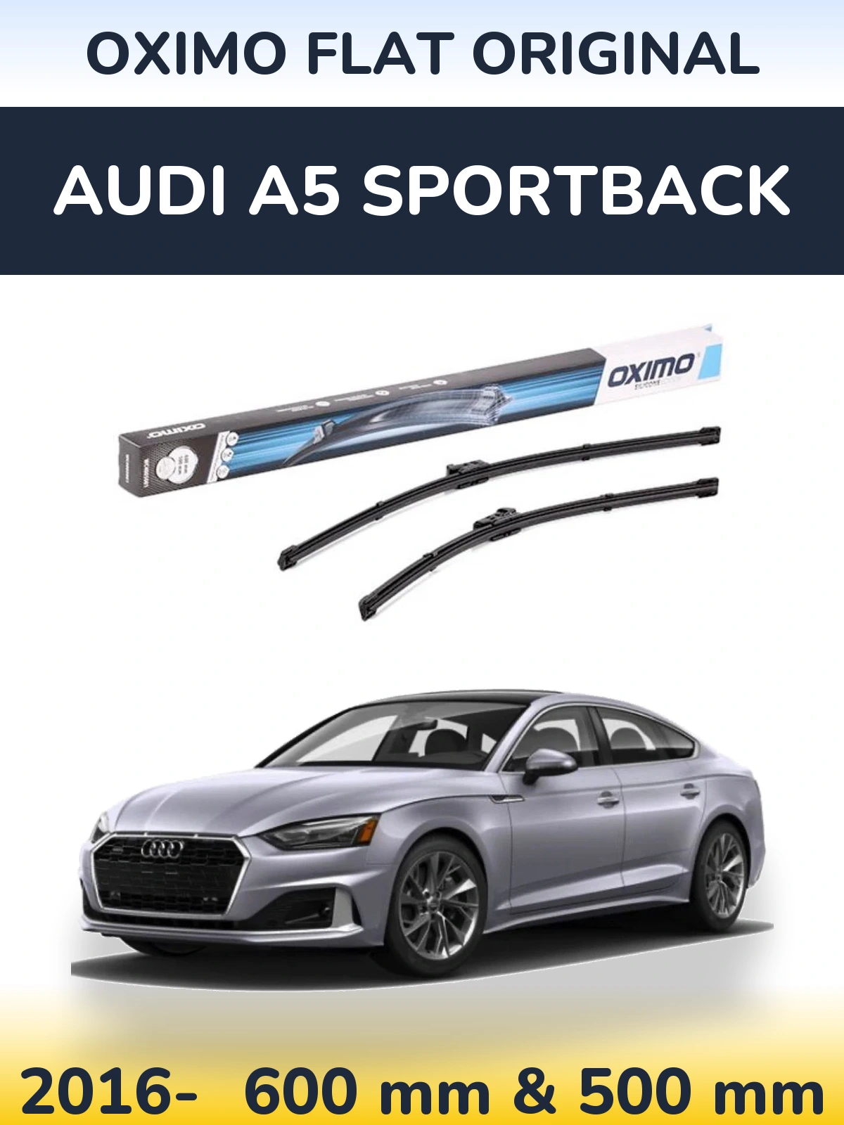 Комплект передних дворников Oximo Flat Original 600 & 500 мм для Audi A5 Sportback 2016-2026
