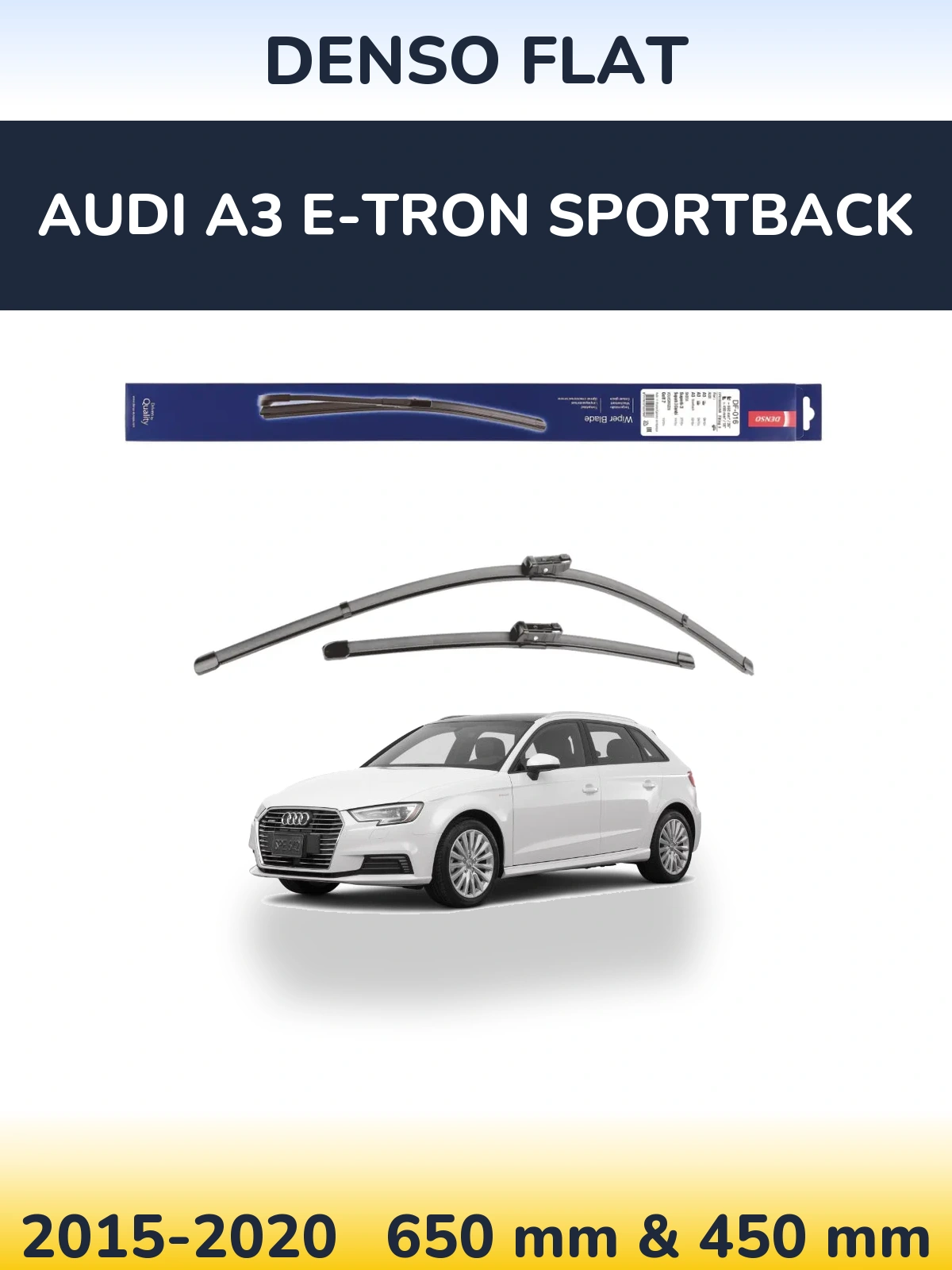 Komplet przednich wycieraczek Denso Flat 650 & 450 mm do Audi A3 e-tron Sportback 2015-2020