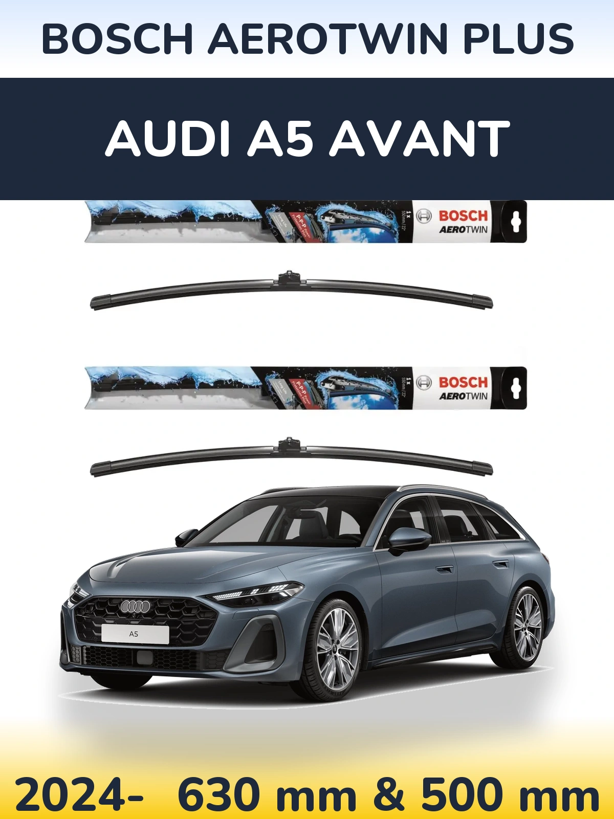 Комплект передних дворников BOSCH AeroTwin Plus 600 & 500 мм для Audi A5 Avant 2024-2026