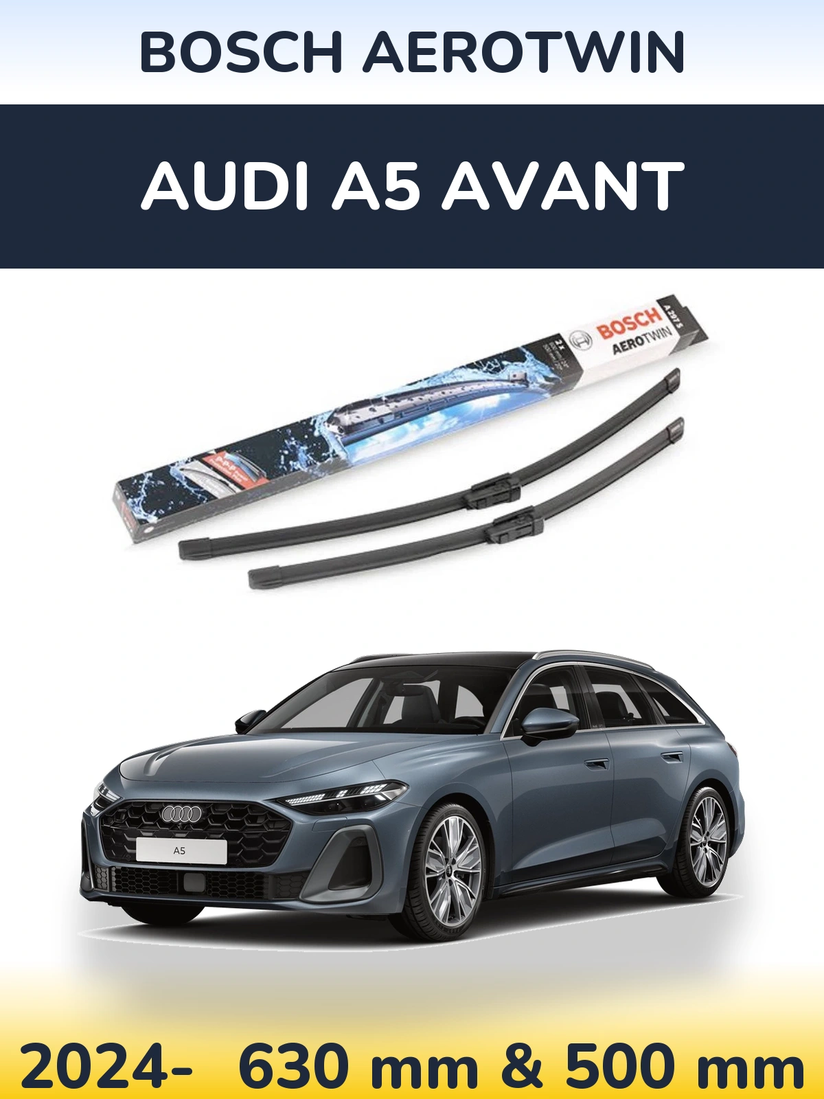 Комплект передних дворников BOSCH AeroTwin 600 & 500 мм для Audi A5 Avant 2024-2026