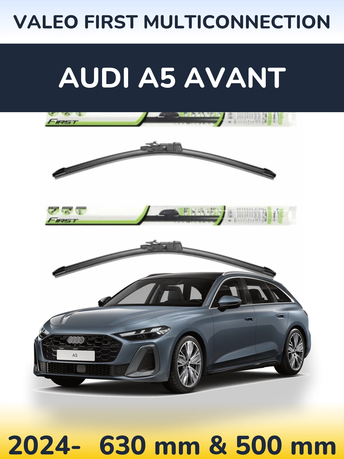 Комплект передних дворников Valeo First MultiConnection 600 & 500 мм для Audi A5 Avant 2024-2026