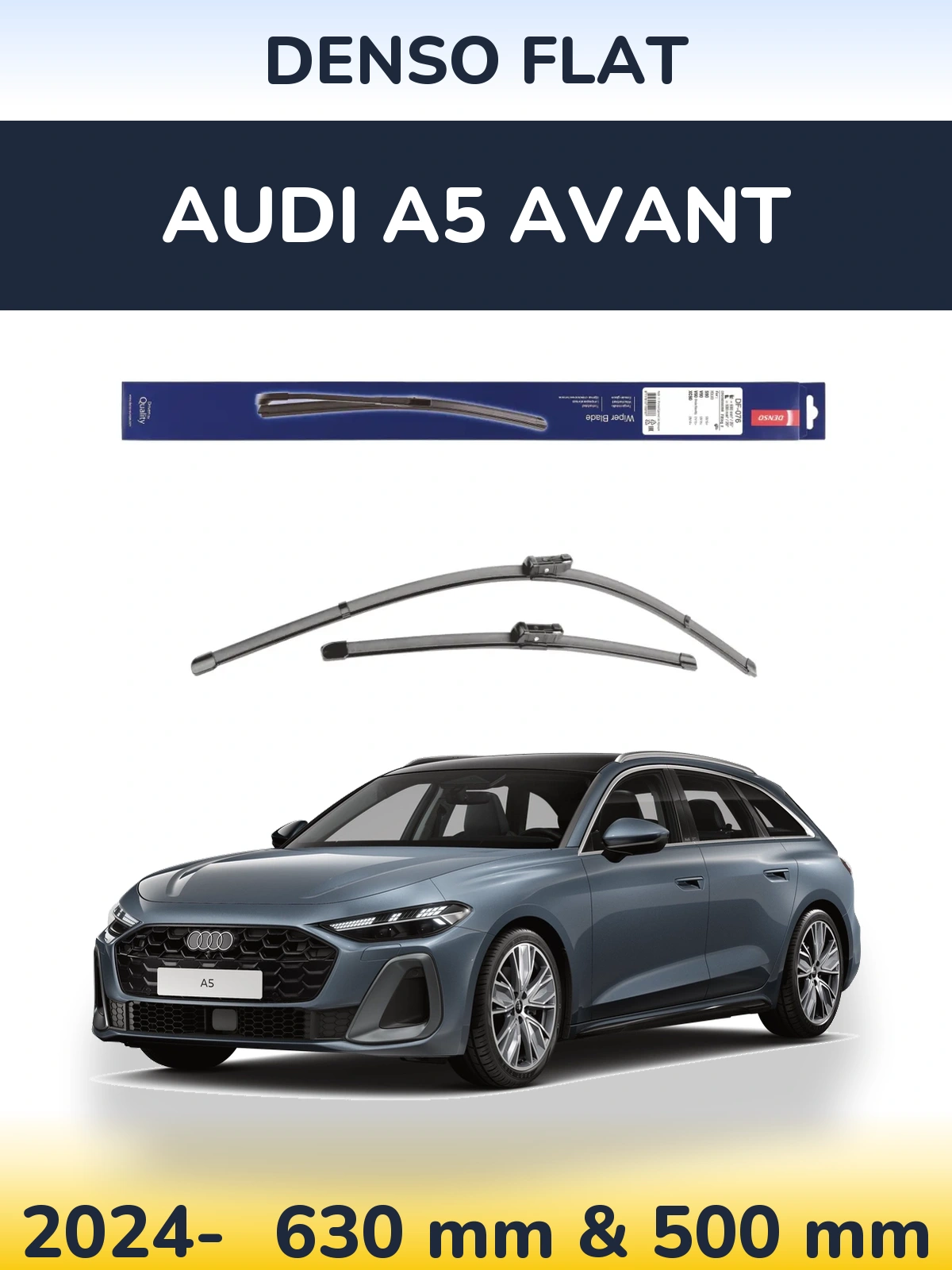 Komplet przednich wycieraczek Denso Flat 630 & 500 mm do Audi A5 Avant 2024-2026