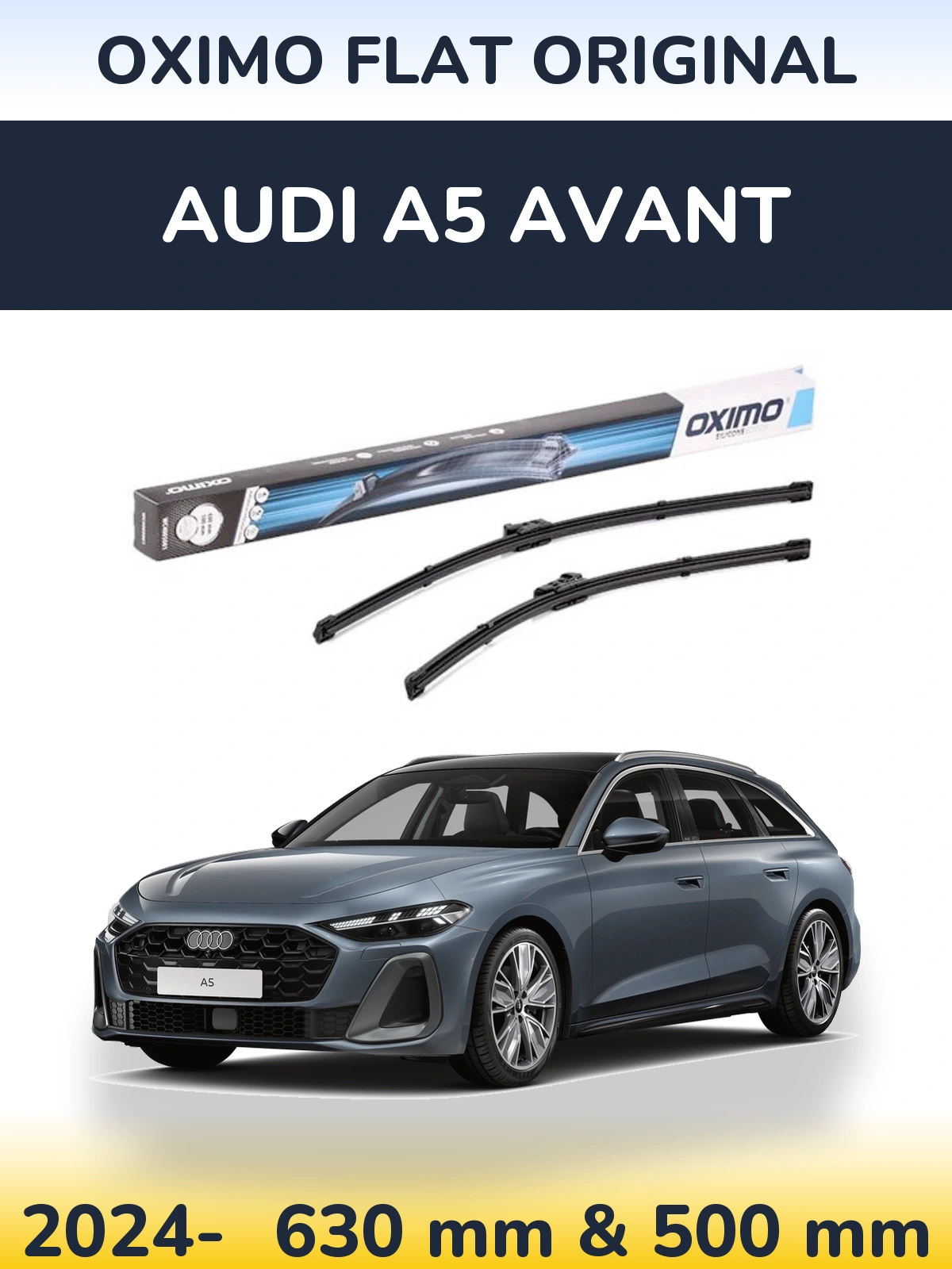 Komplet przednich wycieraczek Oximo Flat Original 600 & 500 mm do Audi A5 Avant 2024-2026