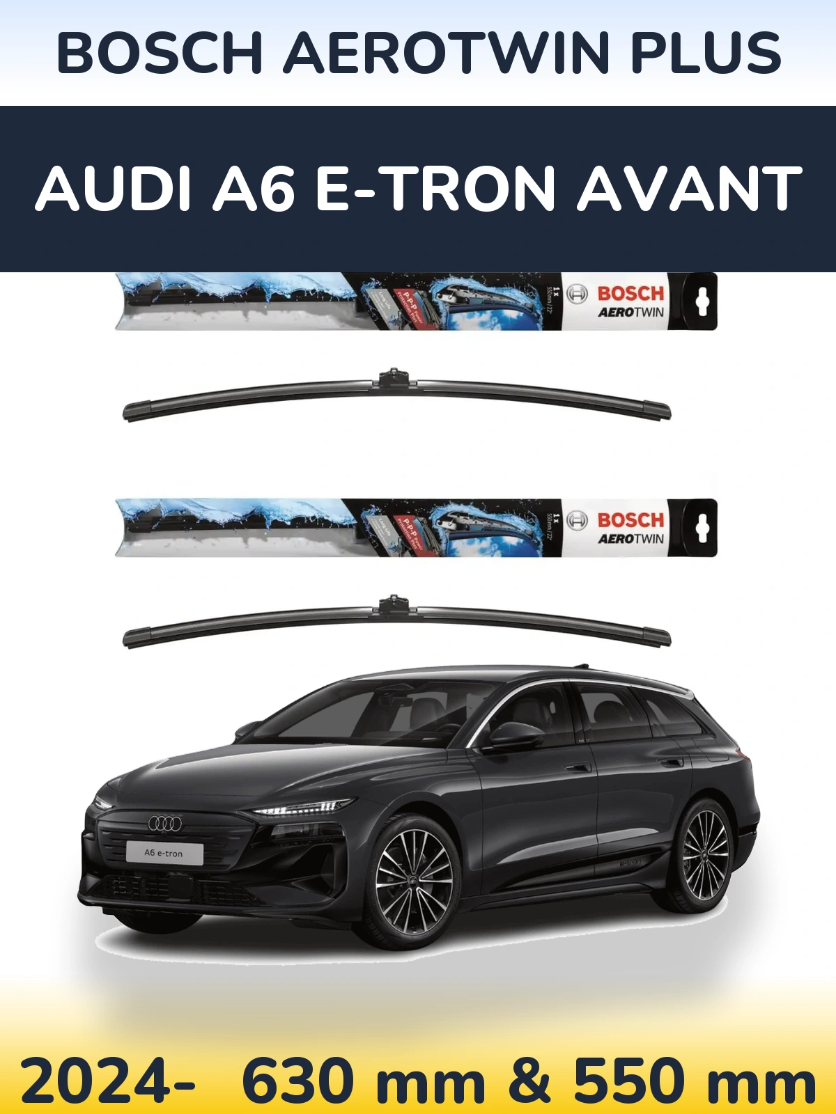 Комплект передніх щіток BOSCH AeroTwin Plus 600 & 550 мм для Audi A6 e-tron Avant 2024-2026