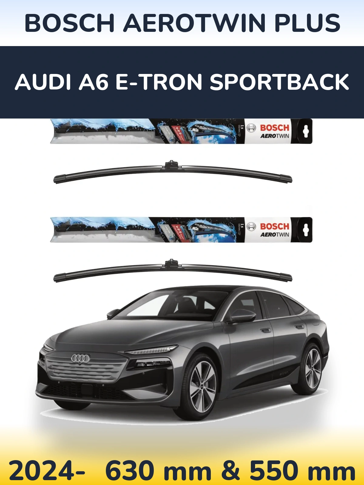Комплект передних дворников BOSCH AeroTwin Plus 600 & 550 мм для Audi A6 e-tron Sportback 2024-2026