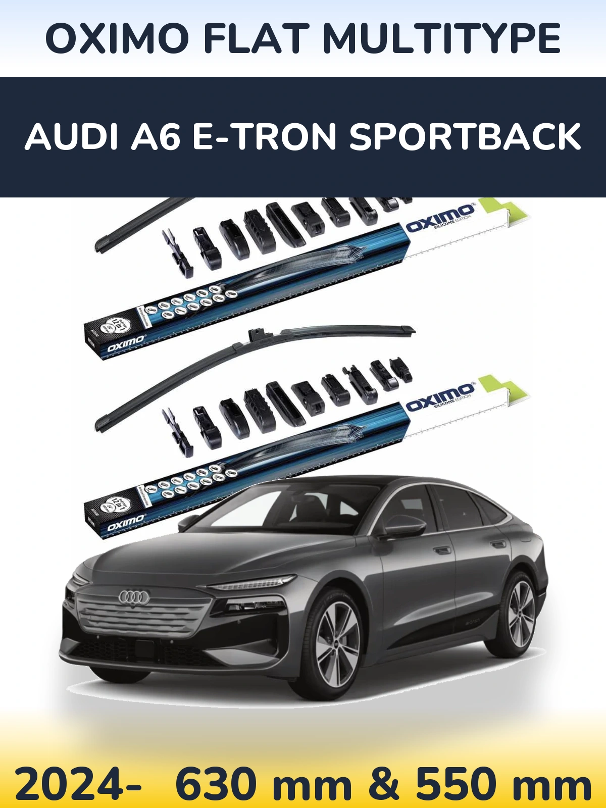 Komplet przednich wycieraczek Oximo Flat MultiType 600 & 550 mm do Audi A6 e-tron Sportback 2024-2026