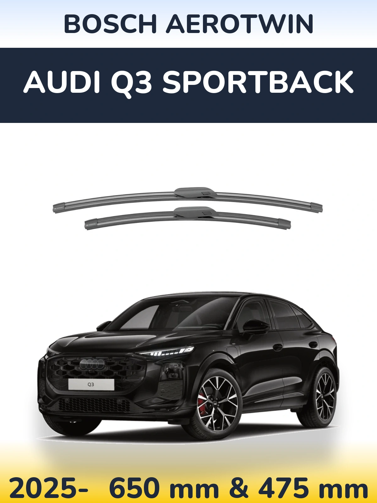 Komplet przednich wycieraczek BOSCH AeroTwin 650 & 475 mm do Audi Q3 Sportback 2025-2026