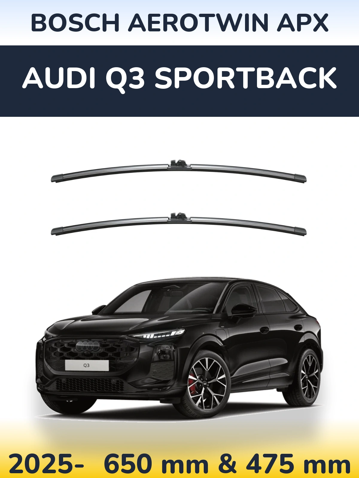 Komplet przednich wycieraczek BOSCH AeroTwin APX 650 & 475 mm do Audi Q3 Sportback 2025-2026