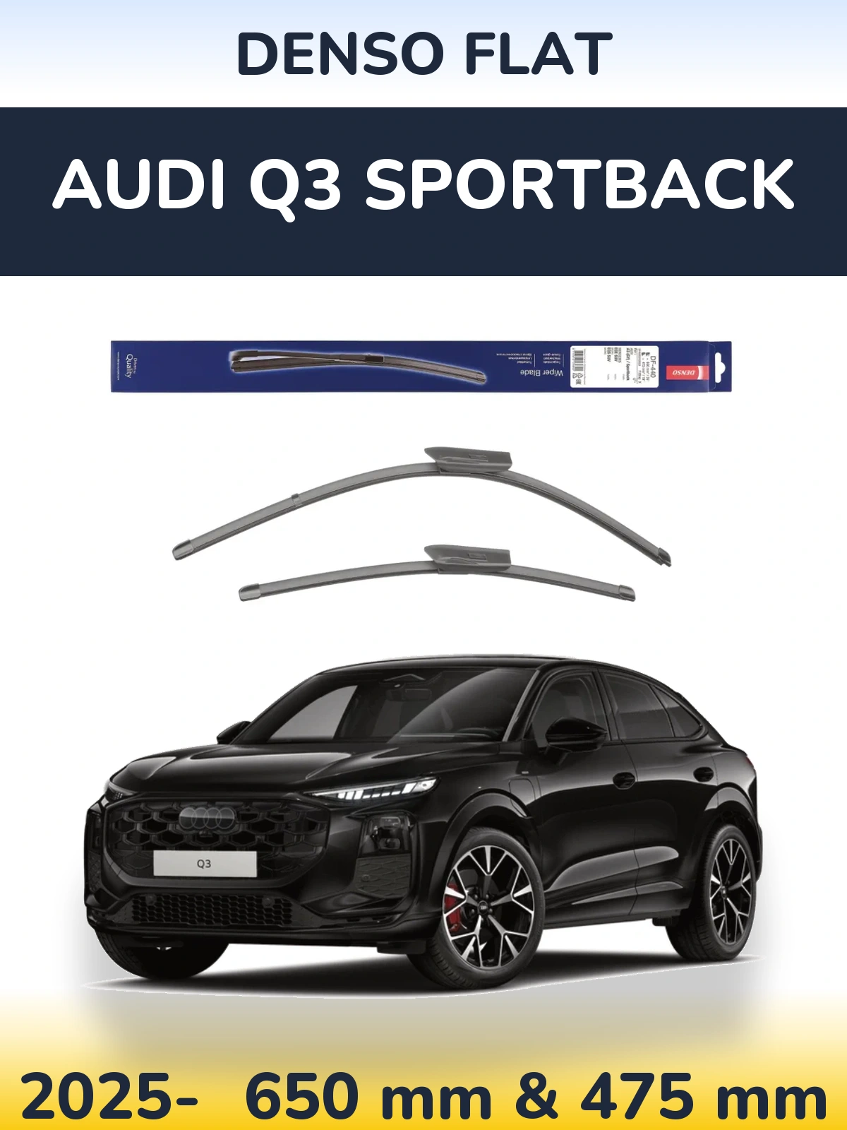 Komplet przednich wycieraczek Denso Flat 650 & 475 mm do Audi Q3 Sportback 2025-2026