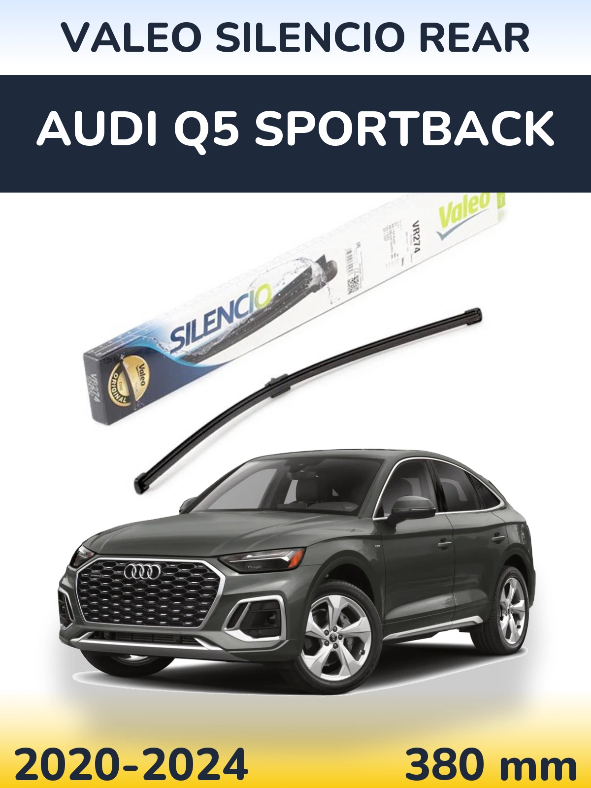 Rear wiper blade Valeo Silencio Rear 380 mm for Audi Q5 Sportback 2020-2024
