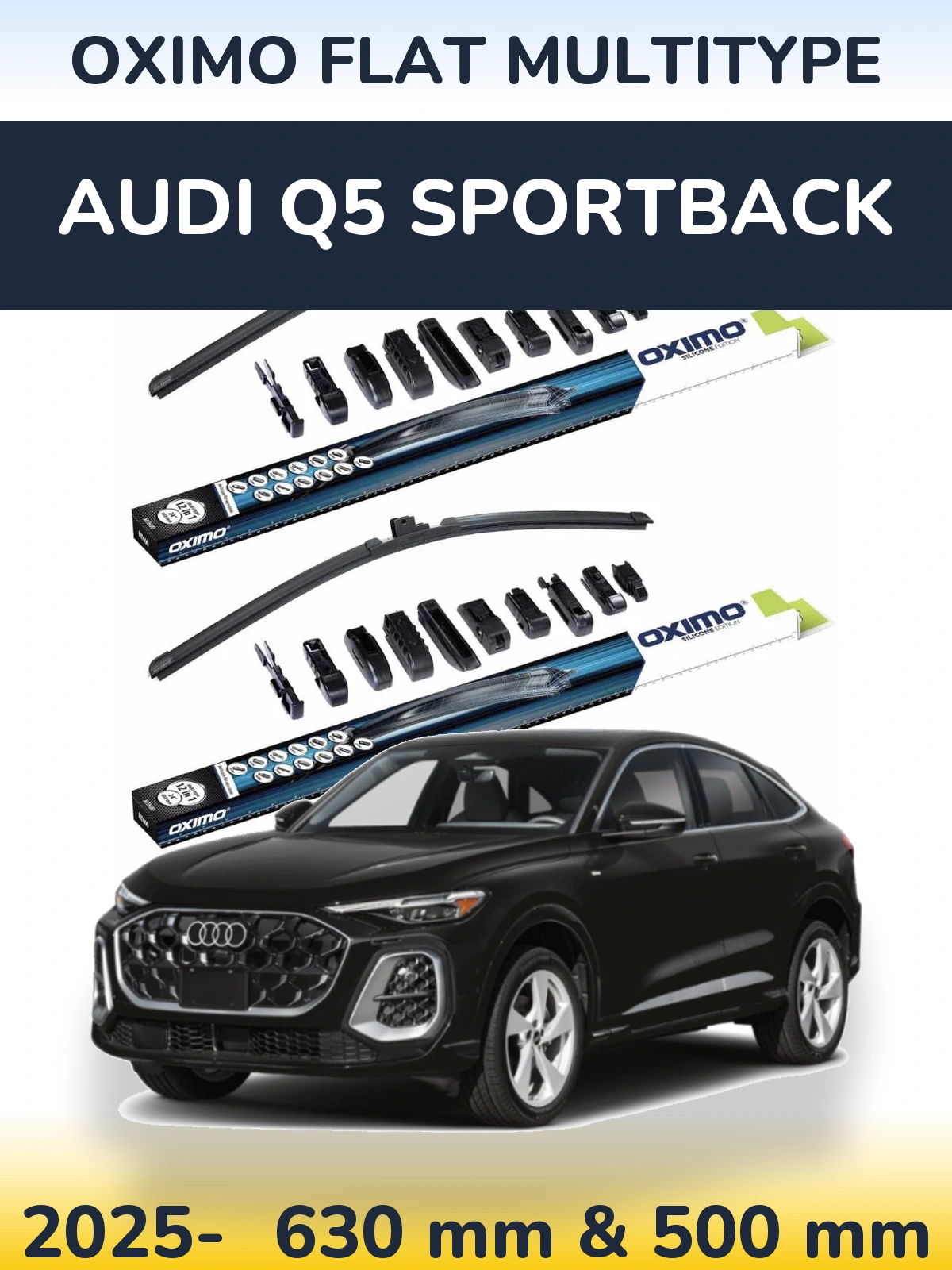 Front wiper blade set Oximo Flat MultiTypee 600 & 500 mm for Audi Q5 Sportback 2025-2026