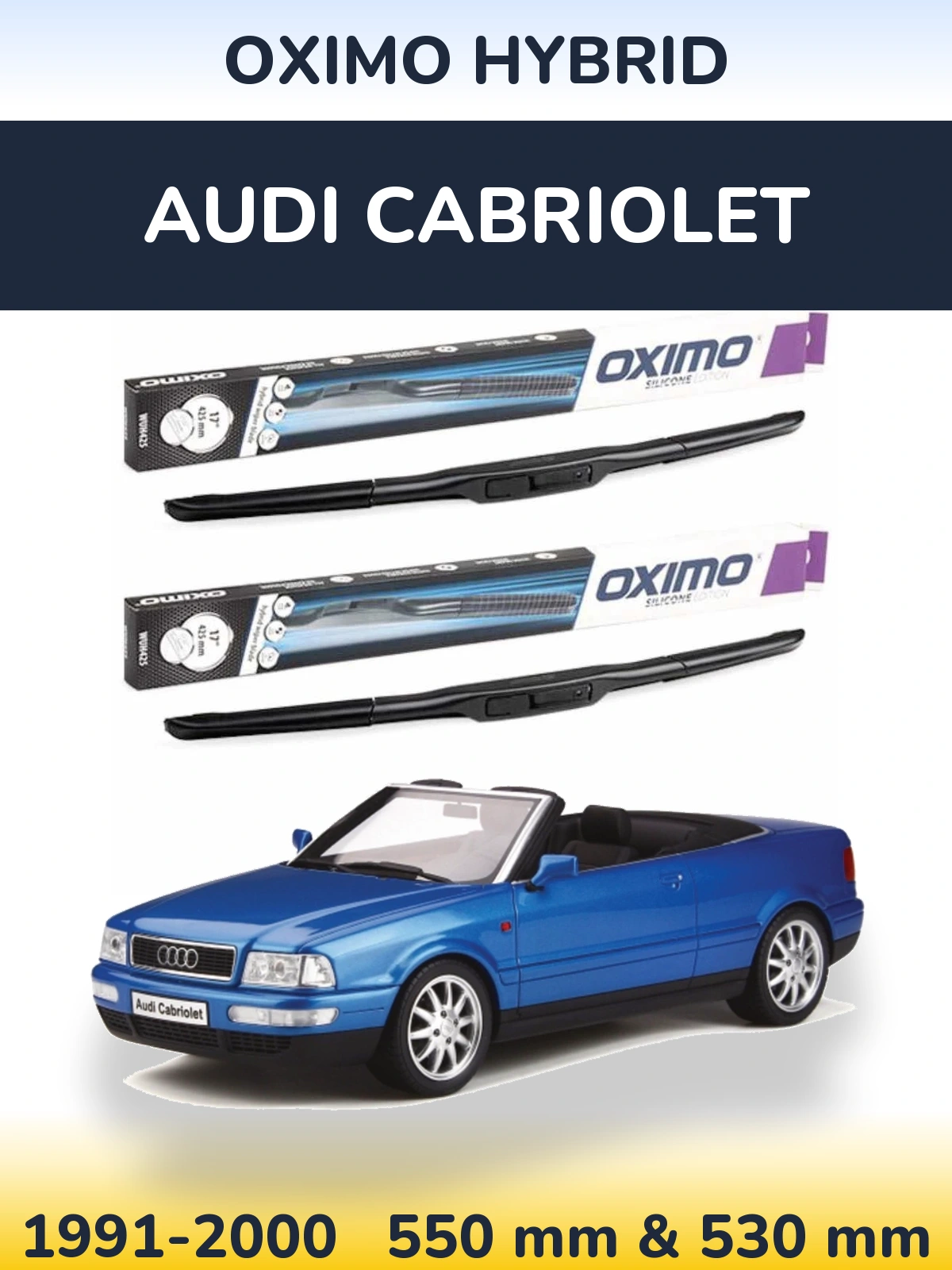 Комплект передних дворников Oximo Hybrid 550 & 530 мм для Audi Cabriolet 1991-2000
