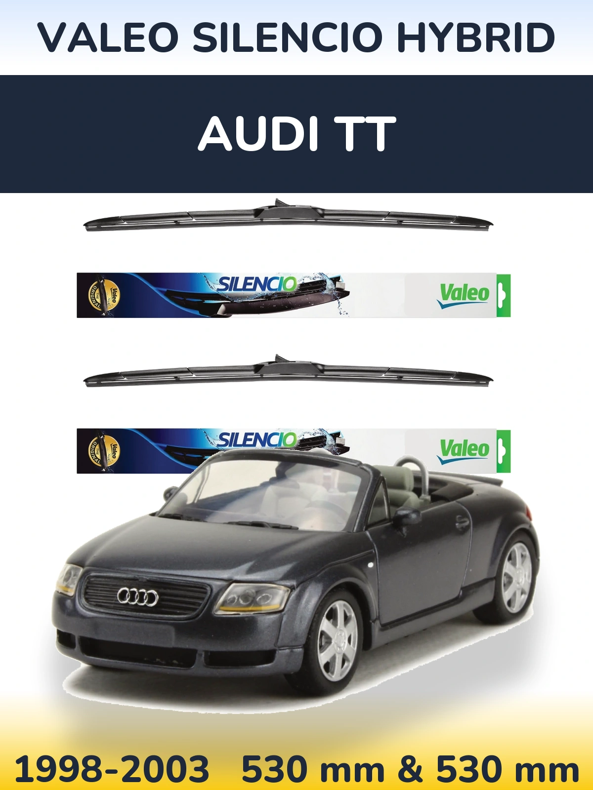 Комплект передніх щіток Valeo Silencio Hybrid 530 & 530 мм для Audi TT 1998-2003