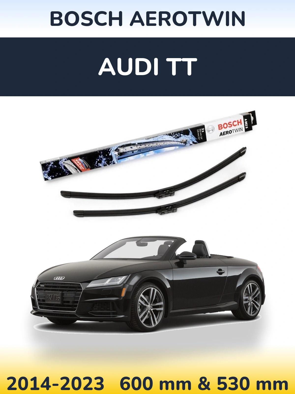 Комплект передних дворников BOSCH AeroTwin 600 & 530 мм для Audi TT 2014-2023