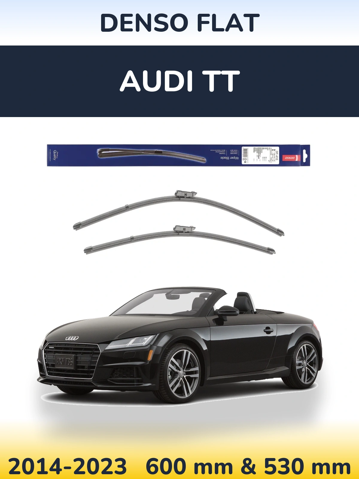 Front wiper blade set Denso Flat 600 & 520 mm for Audi TT 2014-2023