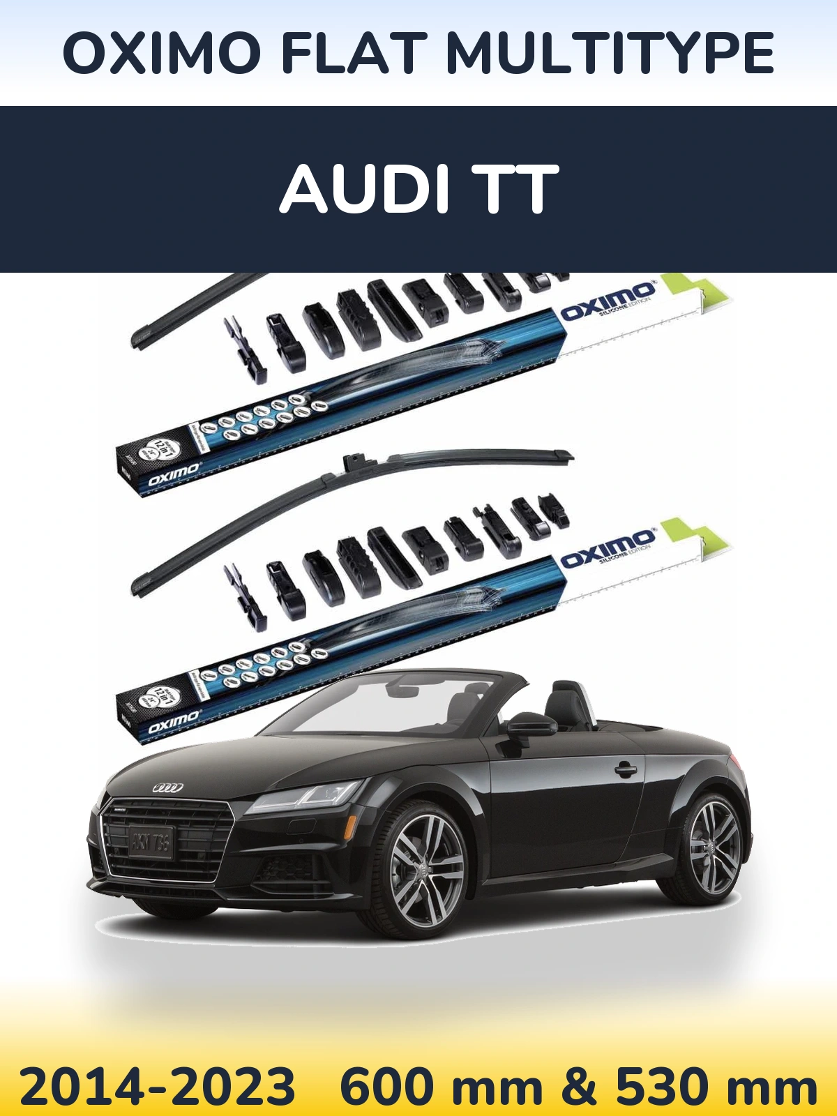 Комплект передних дворников Oximo Flat MultiТипe 600 & 530 мм для Audi TT 2014-2023