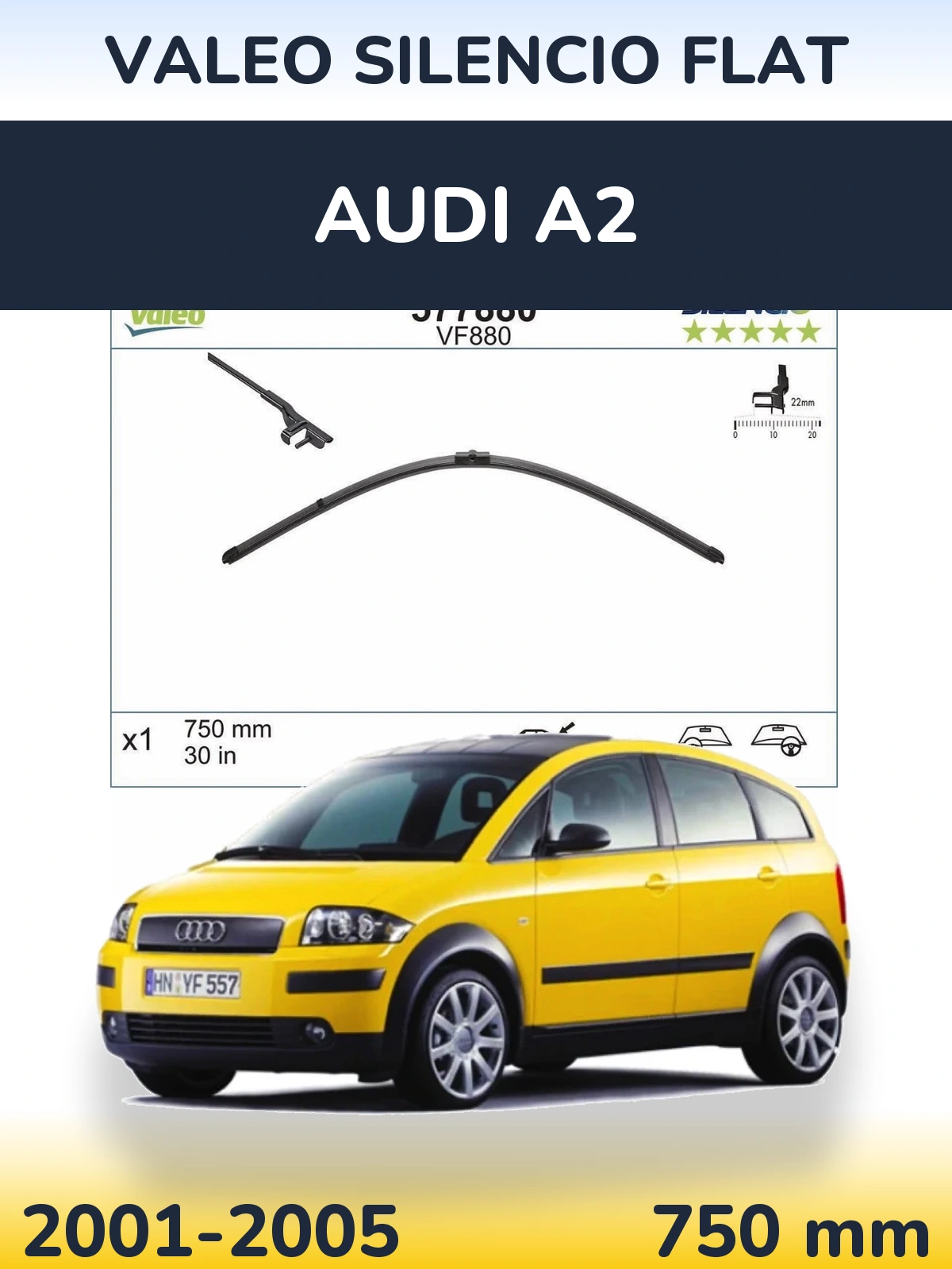 Передня щітка Valeo Silencio Flat 750 мм для Audi A2 2001-2005
