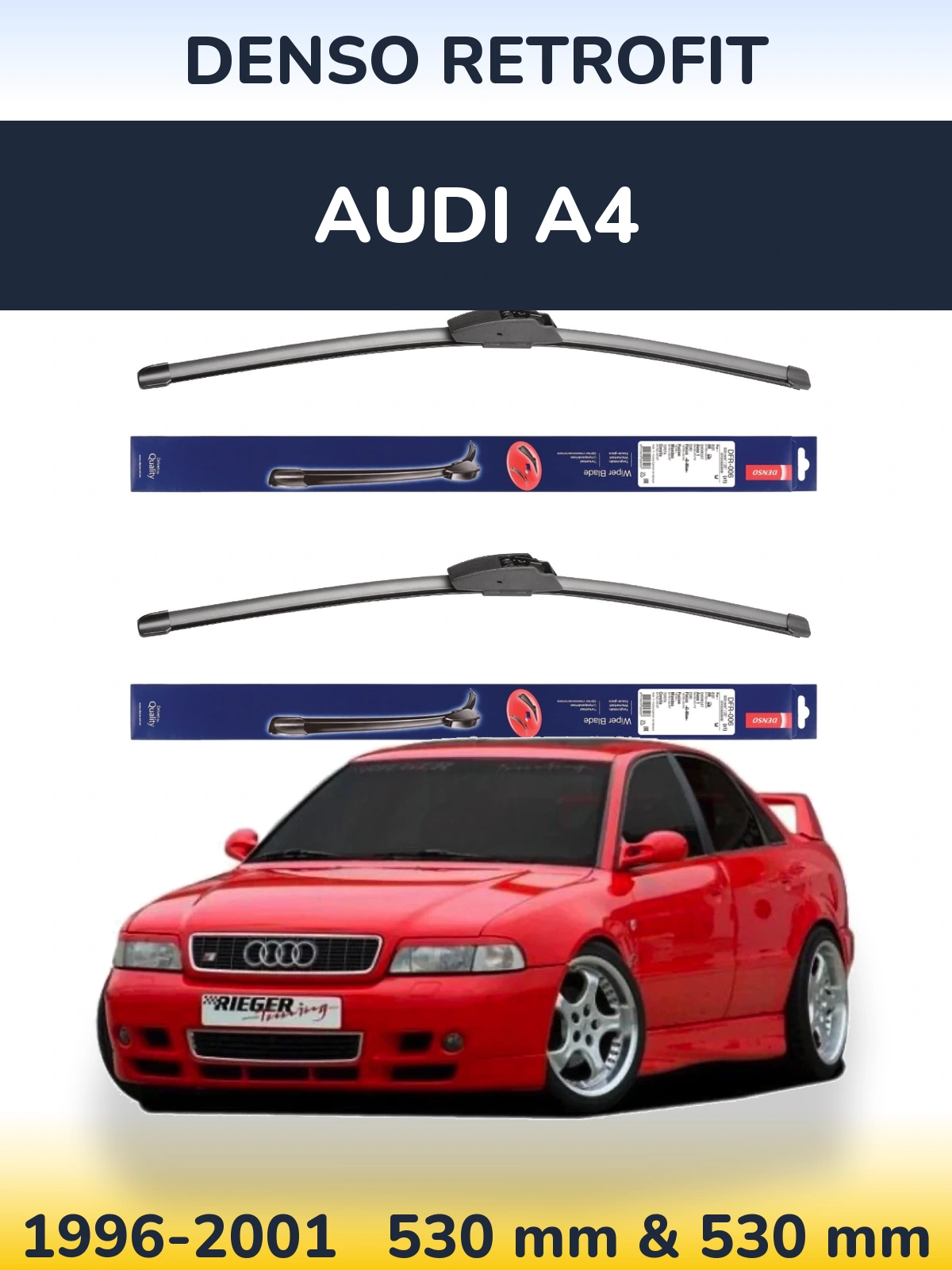 Komplet przednich wycieraczek Denso Retrofit 530 & 530 mm do Audi A4 1996-2001