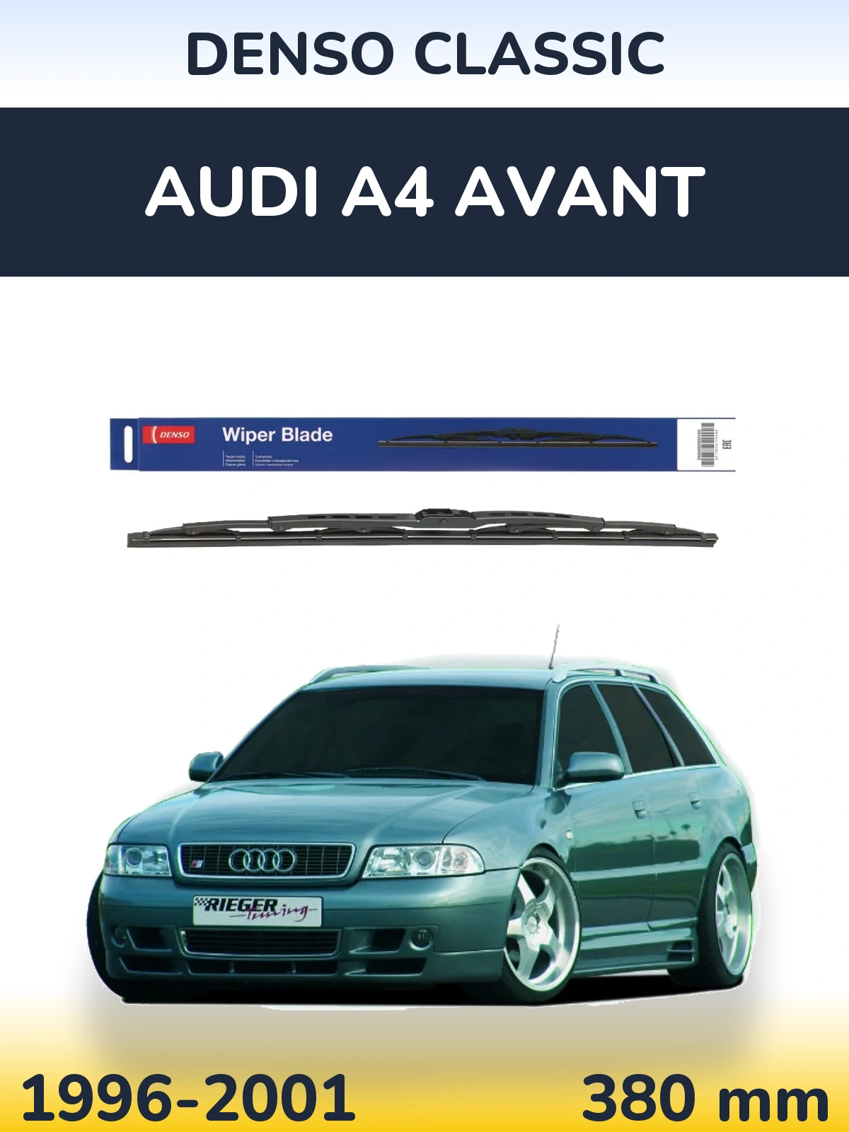 Rear wiper blade Denso Classic 380 mm for Audi A4 Avant 1996-2001