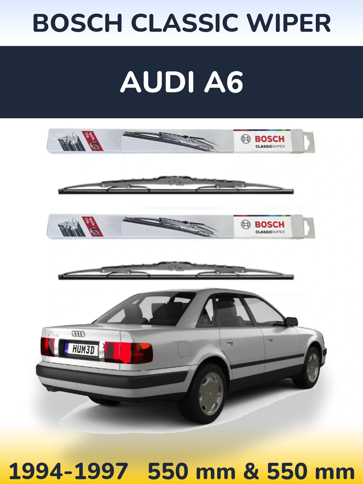 Комплект передніх щіток BOSCH Classic Wiper 550 & 550 мм для Audi A6 1994-1997
