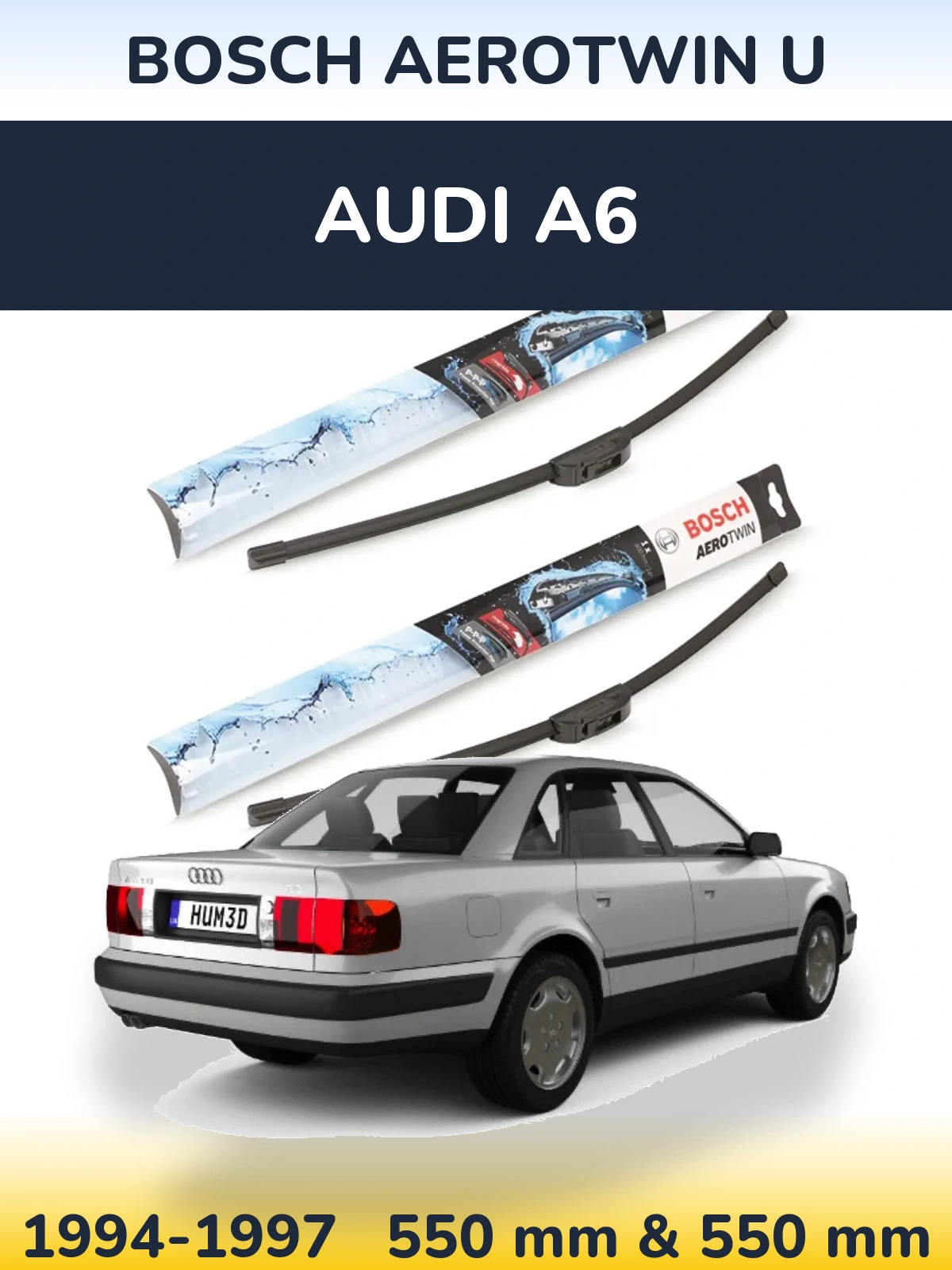 Комплект передніх щіток BOSCH AeroTwin U 550 & 550 мм для Audi A6 1994-1997