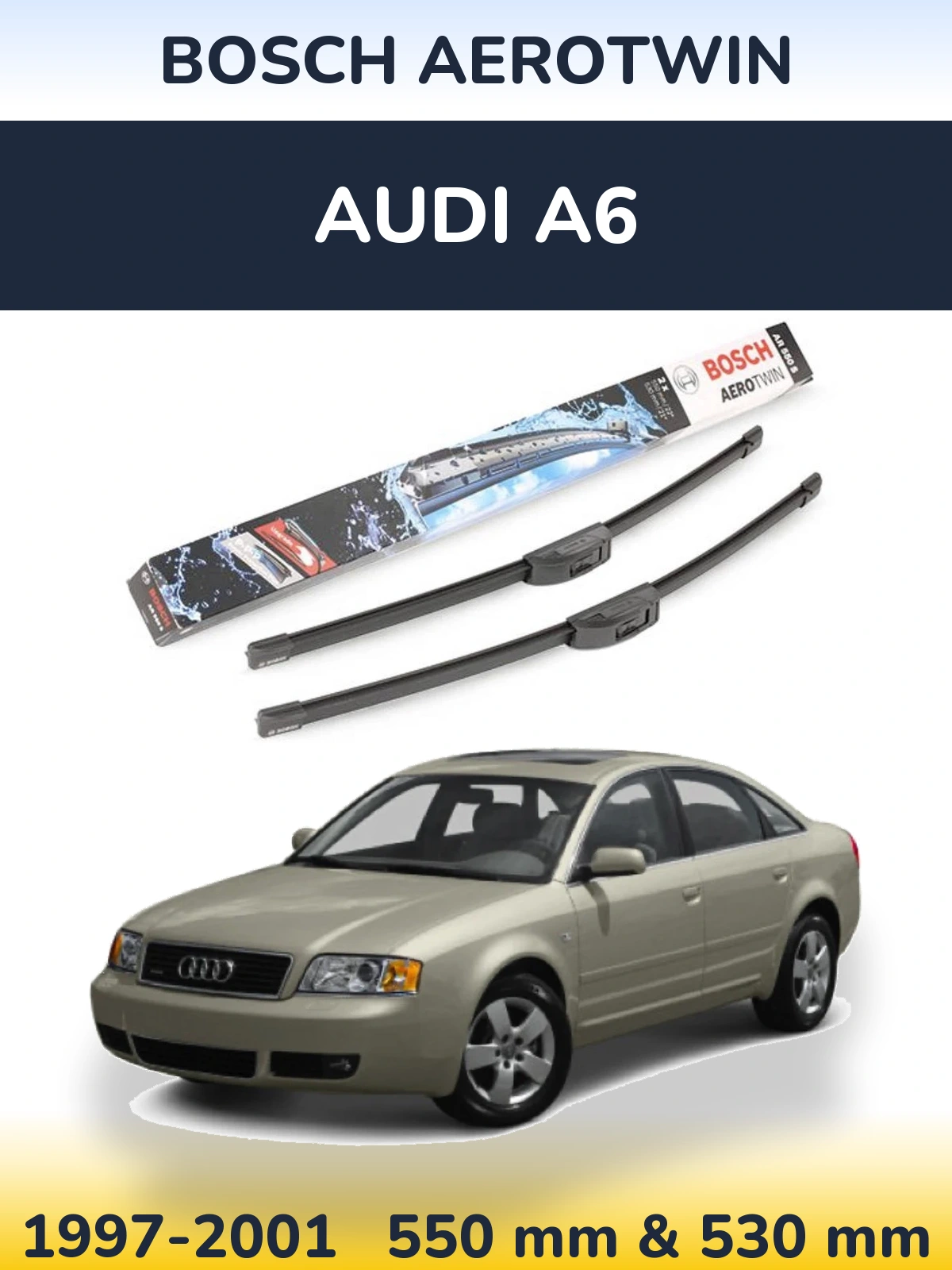 Комплект передніх щіток BOSCH AeroTwin 550 & 530 мм для Audi A6 1997-2001