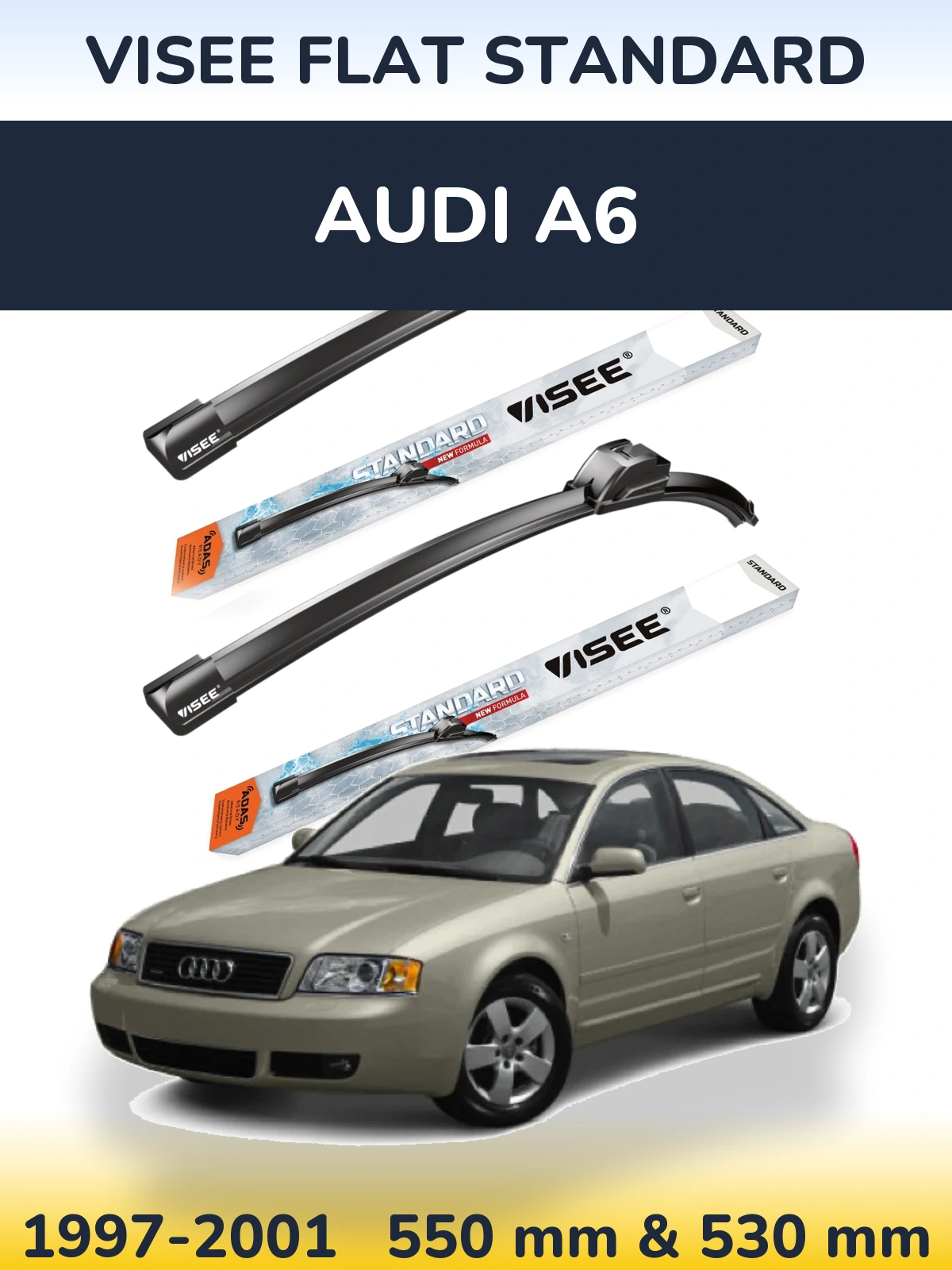 Komplet przednich wycieraczek VISEE FLAT STANDARD 550 & 530 mm do Audi A6 1997-2001