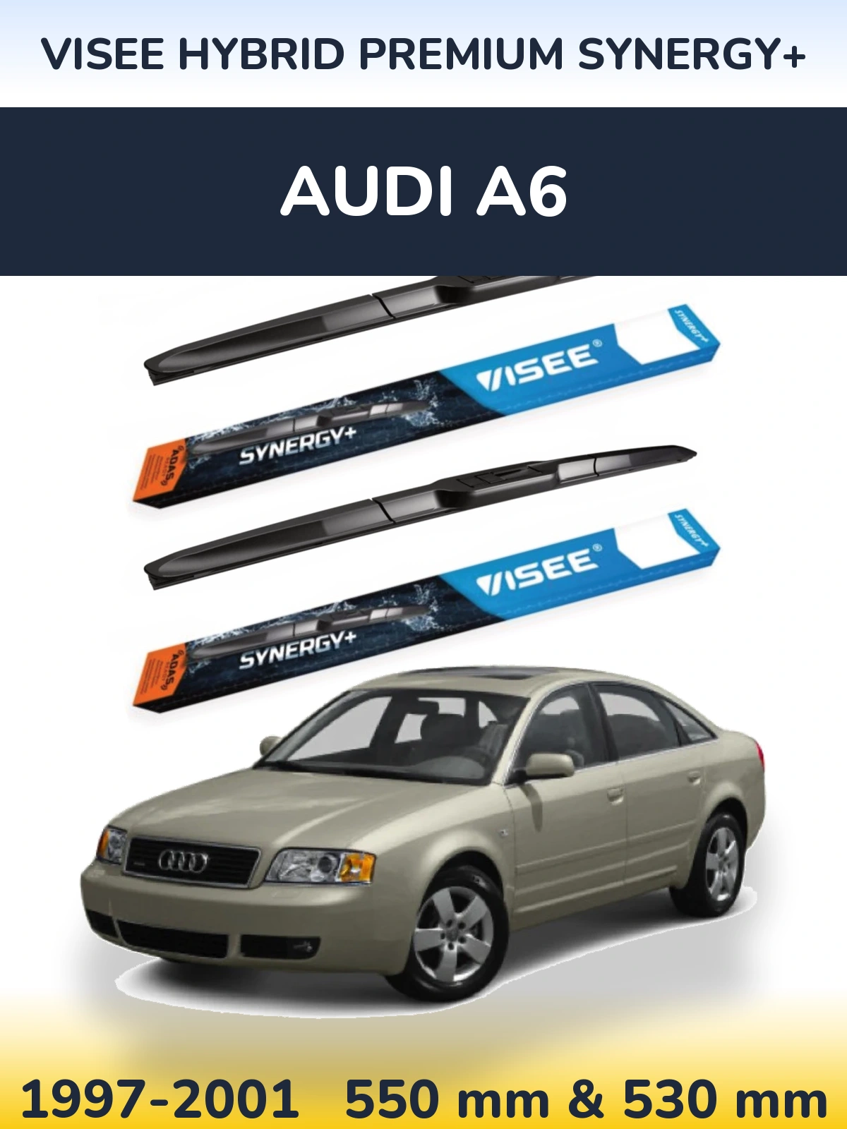 Комплект передних дворников VISEE HYBRID PREMIUM SYNERGY+ 550 & 530 мм для Audi A6 1997-2001