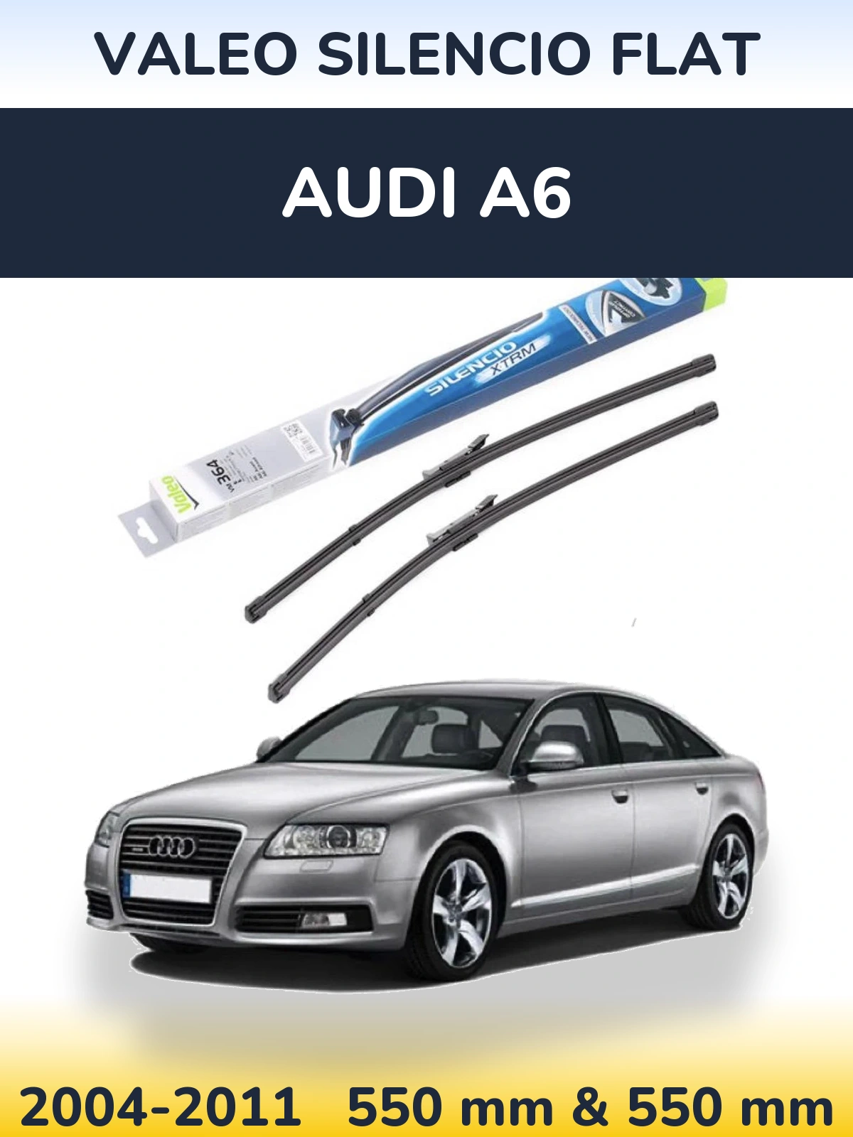 Front wiper blade set Valeo Silencio Flat 550 & 550 mm for Audi A6 2004-2011