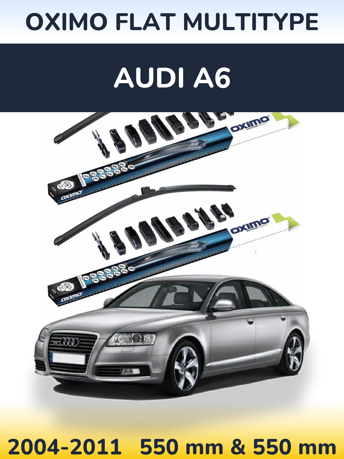 Комплект передніх щіток Oximo Flat MultiТипe 550 & 550 мм для Audi A6 2004-2011