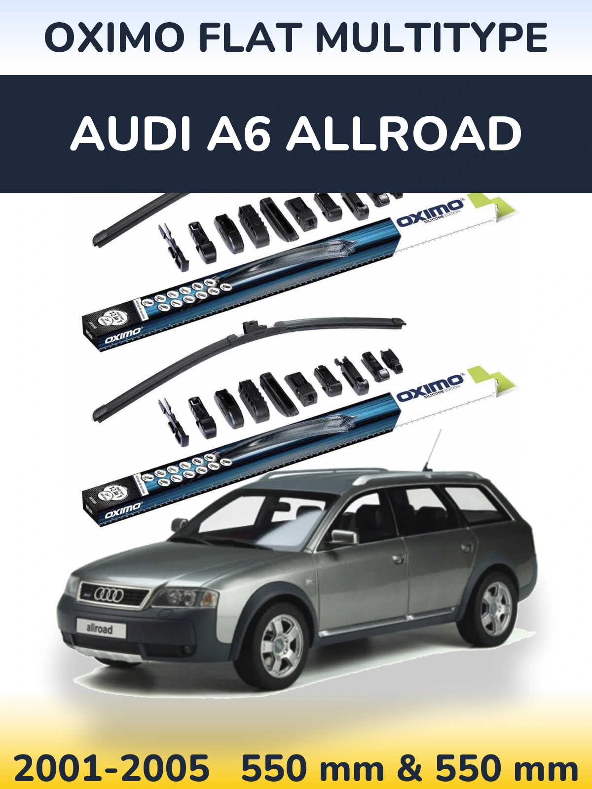 Комплект передних дворников Oximo Flat MultiТипe 550 & 550 мм для Audi A6 Allroad 2001-2005