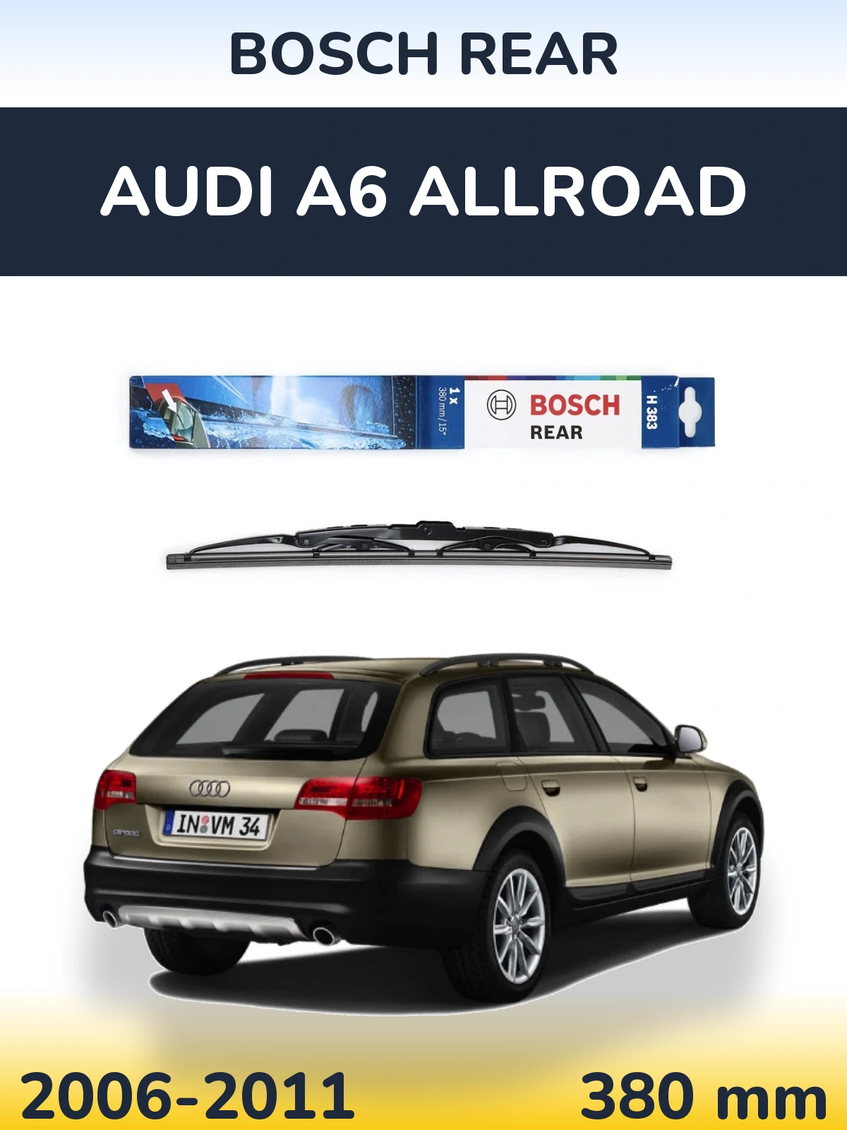 Задня щітка BOSCH Rear 380 мм для Audi A6 Allroad 2006-2011