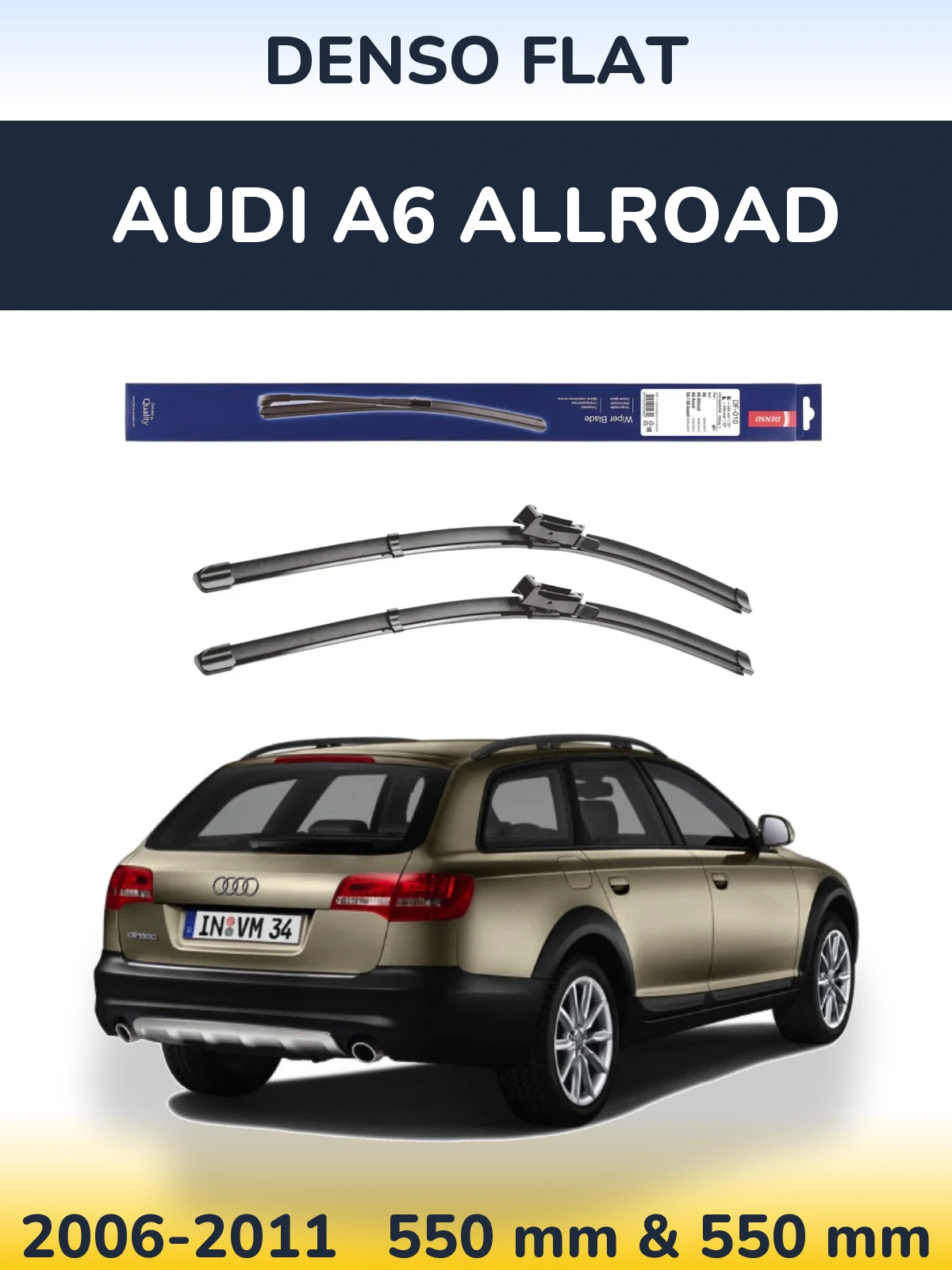 Комплект передних дворников Denso Flat 550 & 550 мм для Audi A6 Allroad 2006-2011