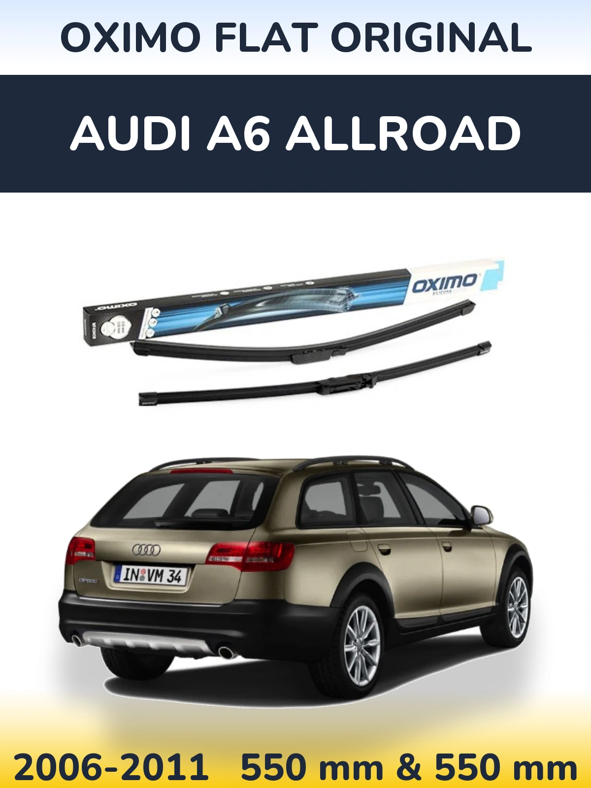 Front wiper blade set Oximo Flat Original 550 & 550 mm for Audi A6 Allroad 2006-2011