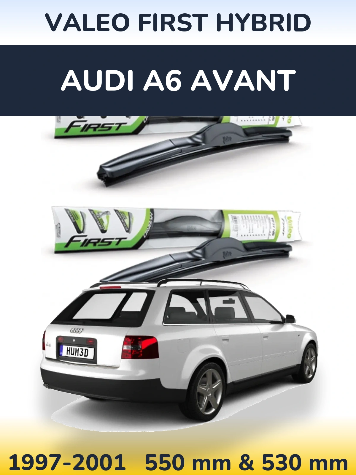 Komplet przednich wycieraczek Valeo First Hybrid 550 & 530 mm do Audi A6 Avant 1997-2001